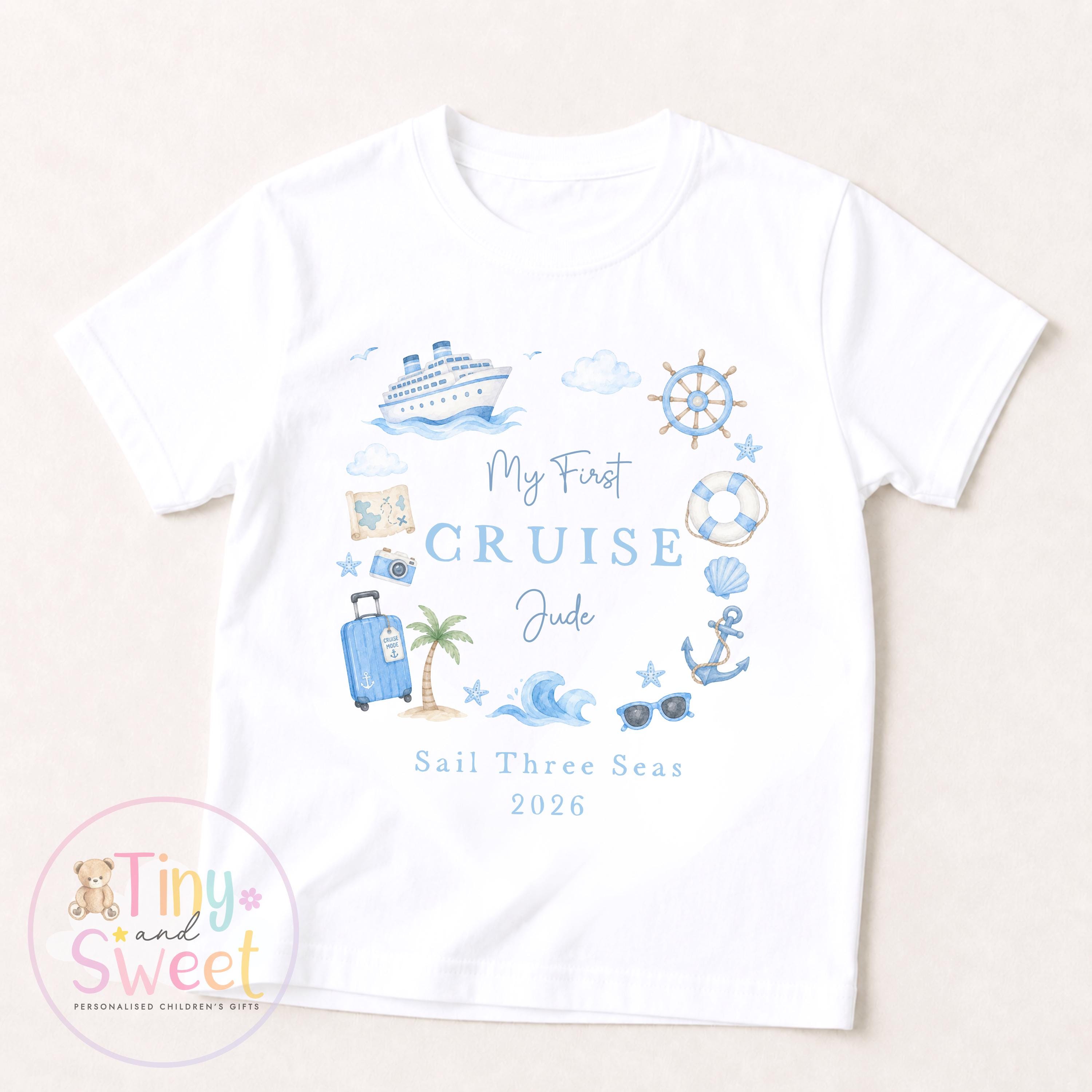 Personalised First Cruise T Shirt or Sleepsuit, First Time Cruiser Bodysuit, Baby’s First Holiday Outfit, Custom Cruise Sleepsuit Gift