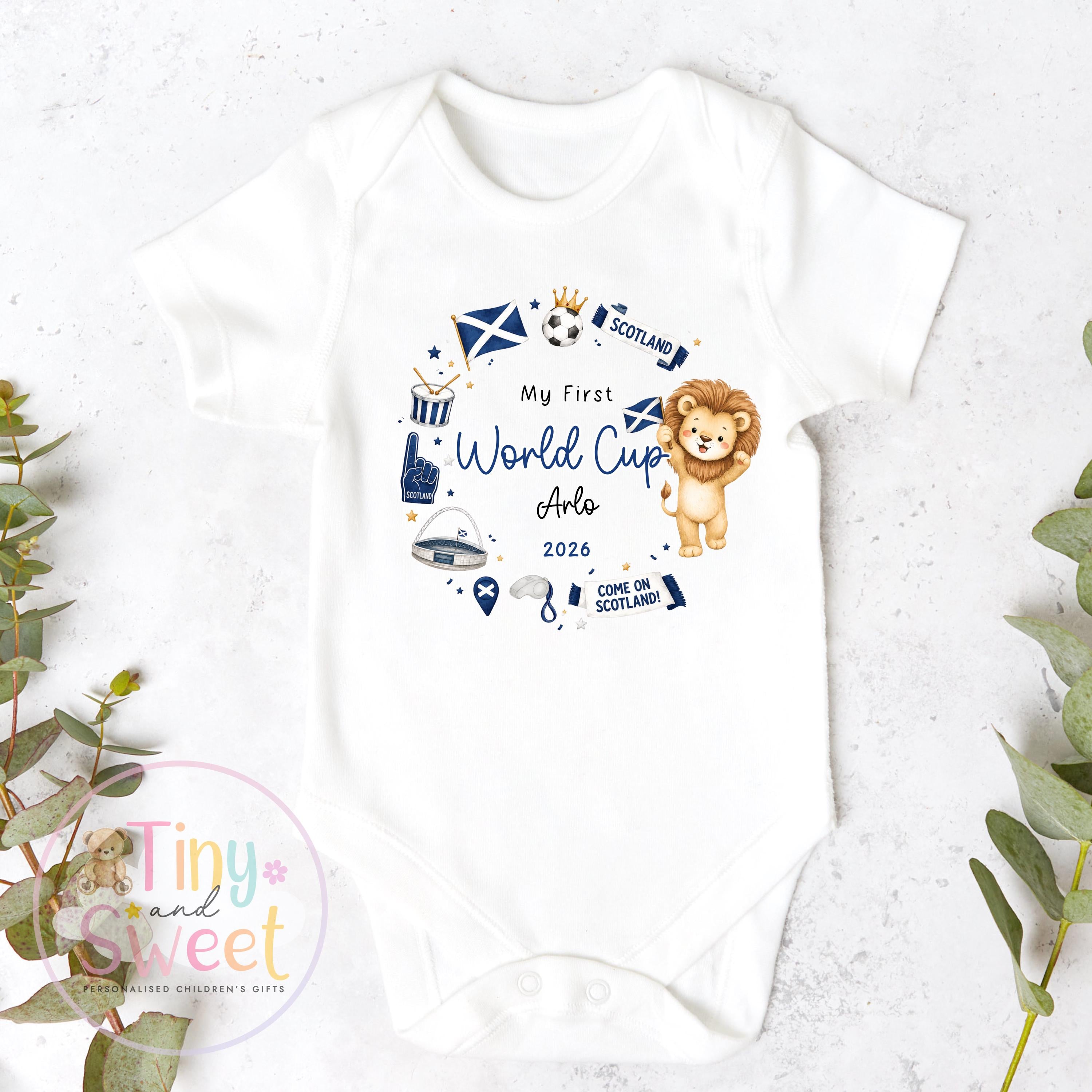 My First World Cup 2026 Baby T Shirt or Sleepsuit, Toddler Kids, Personalised Scotland Kids Football Shirt, Gift For Scotland World Cup