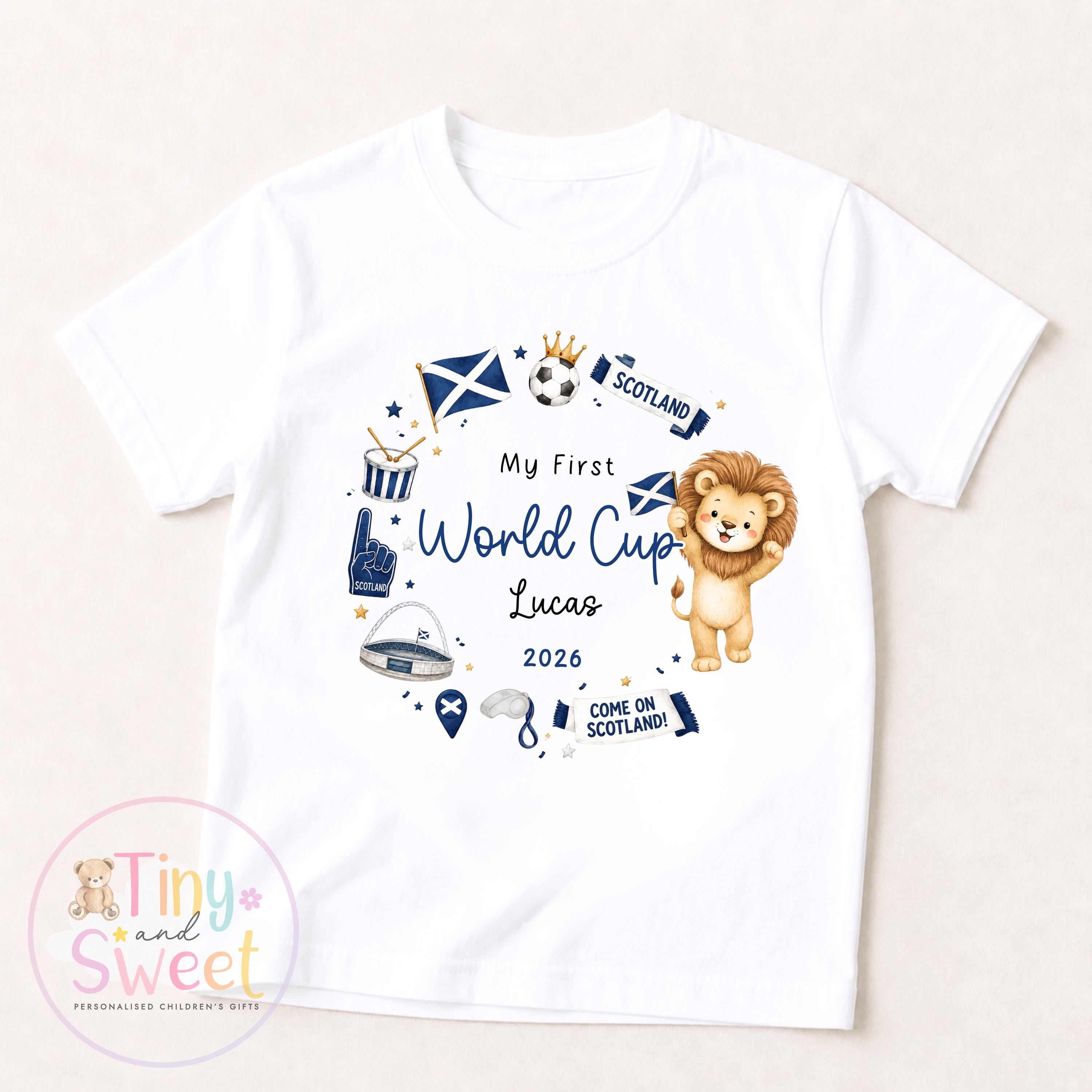 My First World Cup 2026 Baby T Shirt or Sleepsuit, Toddler Kids, Personalised Scotland Kids Football Shirt, Gift For Scotland World Cup