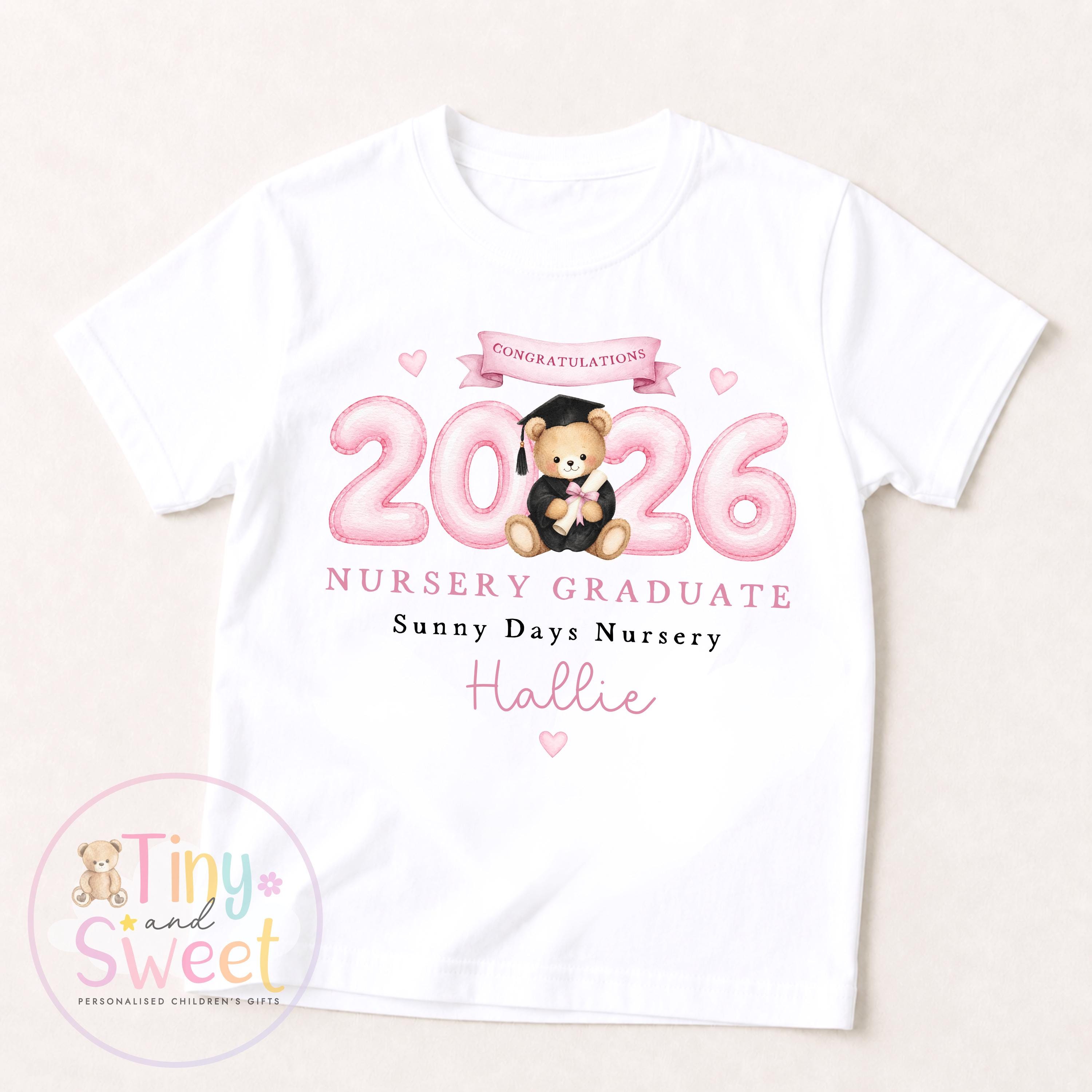 Personalised Nursery Graduation T Shirt, Boys & Girls, Pre School Keepsake, Nursery Leavers T Shirt, Nursery Keepsake Leaver Gift