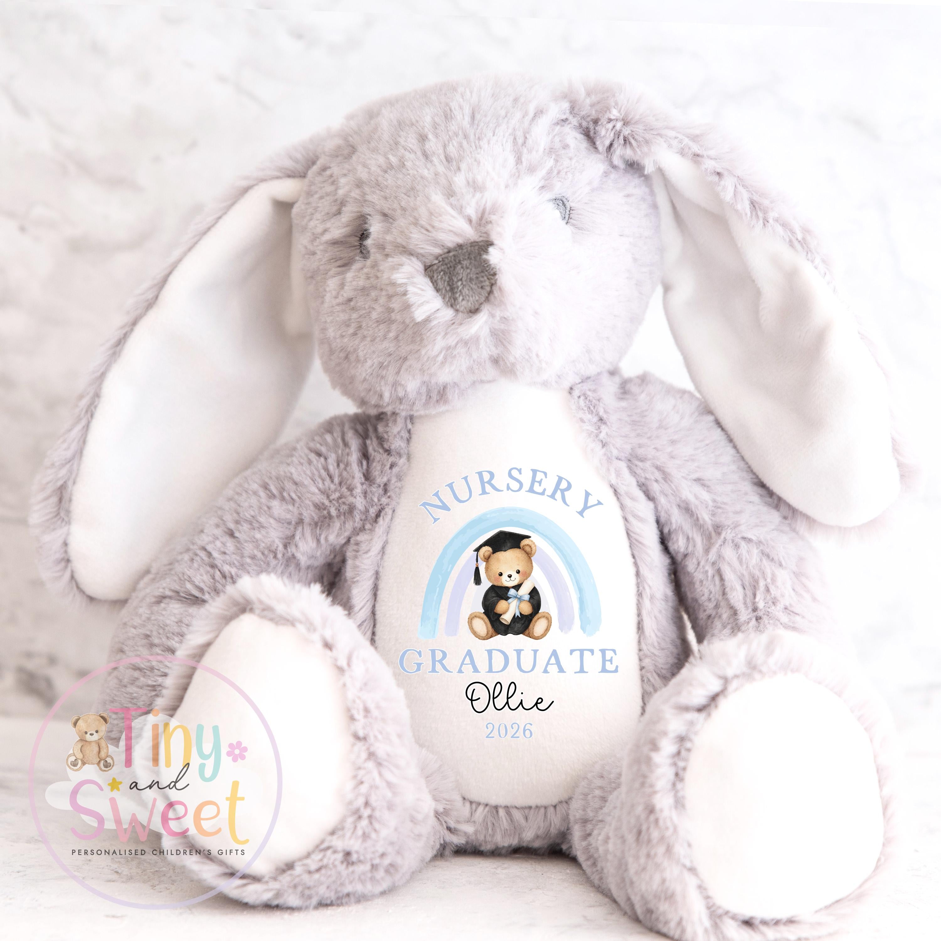 Personalised Nursery Graduation Bunny, Nursery Graduation Teddy, Last Day of Nursery, School Leavers Gift, Preschool Graduation Gift