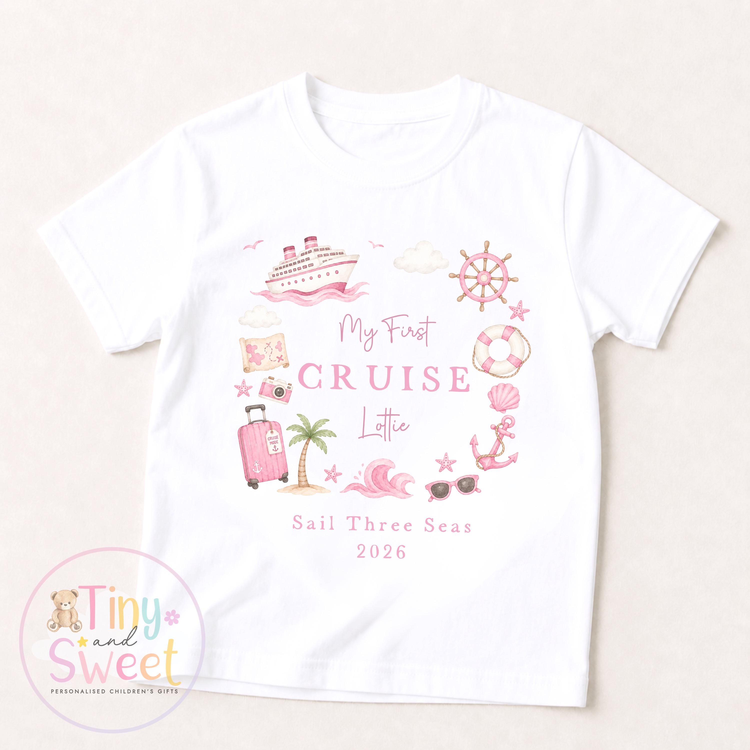 Personalised First Cruise T Shirt or Sleepsuit, First Time Cruiser Bodysuit, Baby’s First Holiday Outfit, Custom Cruise Sleepsuit Gift