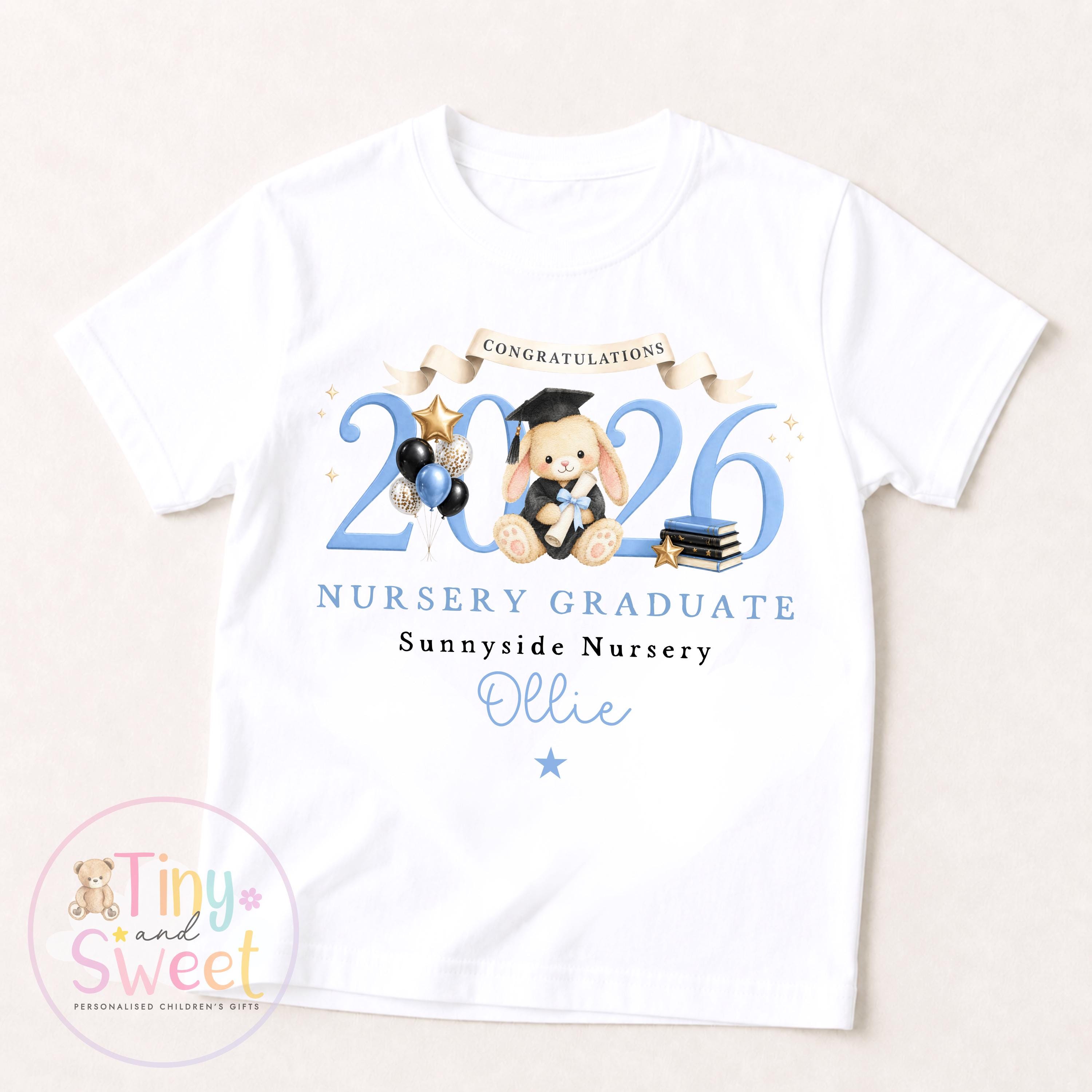 Personalised Nursery Graduation T Shirt, Boys & Girls, Pre School Keepsake, Nursery Leavers T Shirt, Nursery Keepsake Leaver Gift