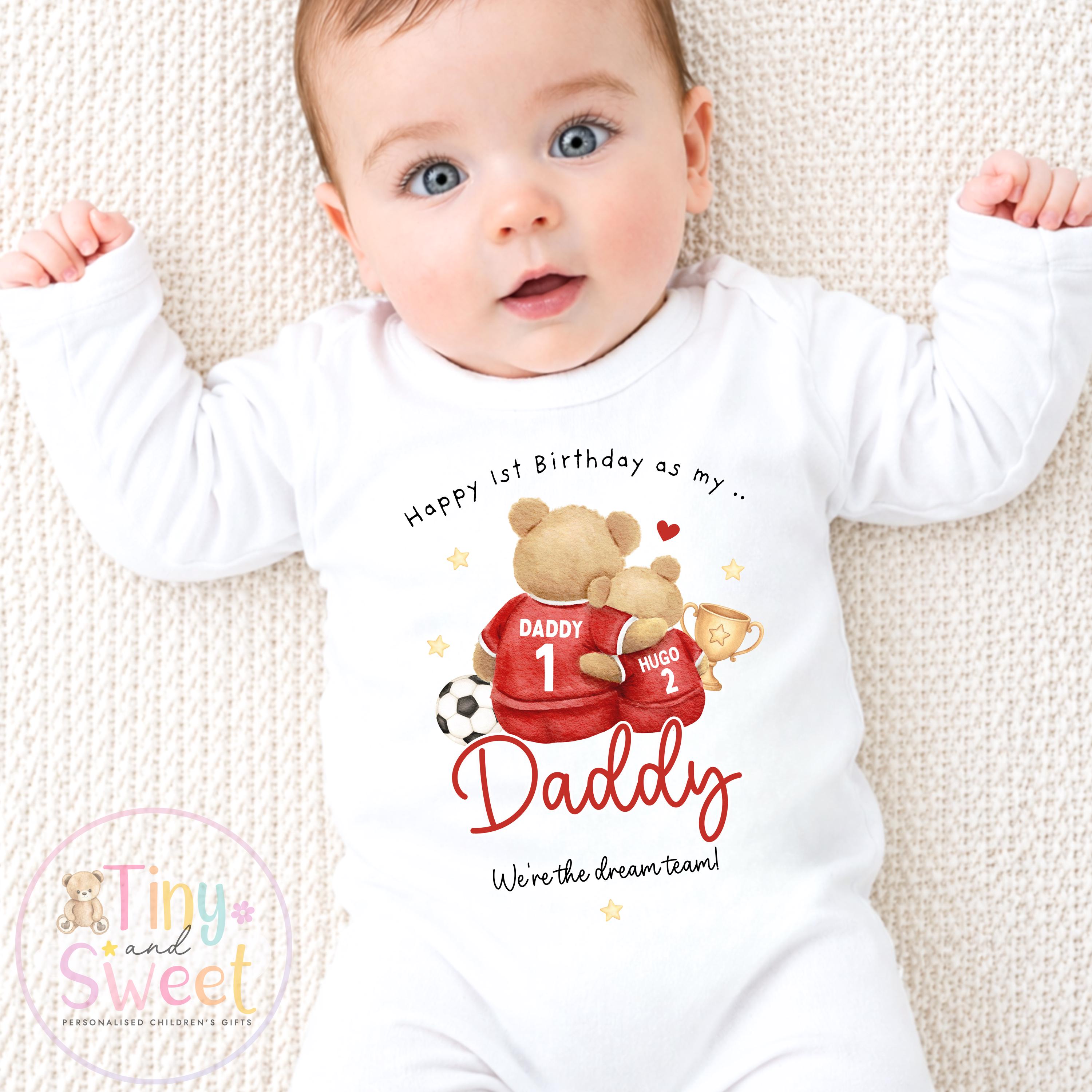 Happy Birthday Daddy, 1st Birthday as My Daddy Football Fan, New Dad Gift, Dad Birthday, Daddy Birthday, Sleepsuit Babygrow Bodysuit Dad