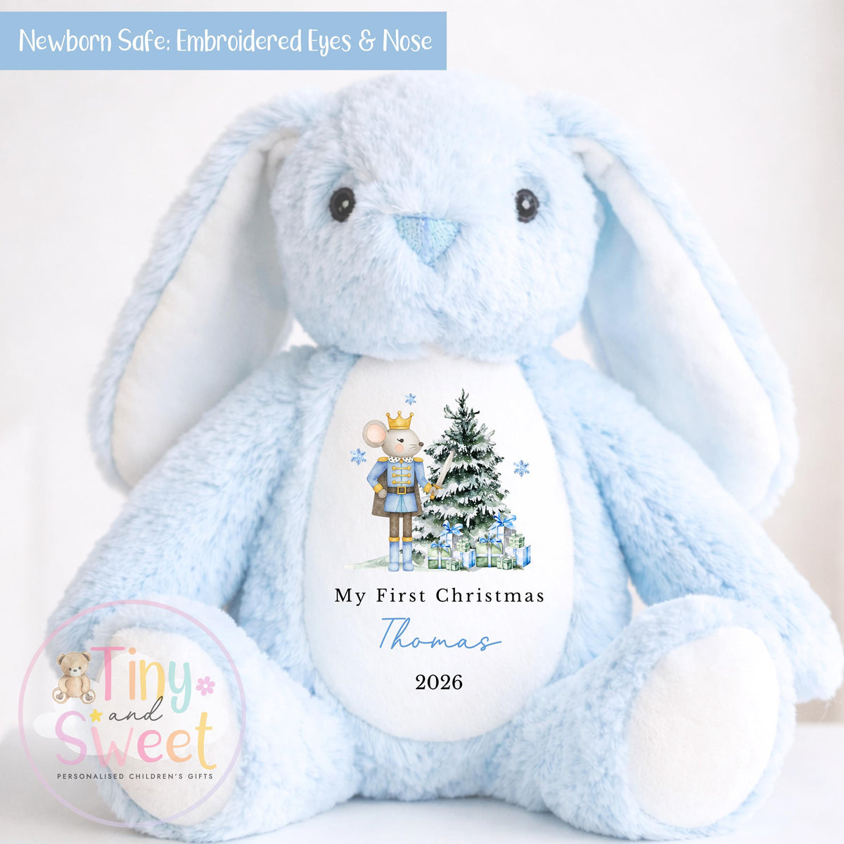 My First Christmas Pink Ballerina Bunny Personalised Soft Toy