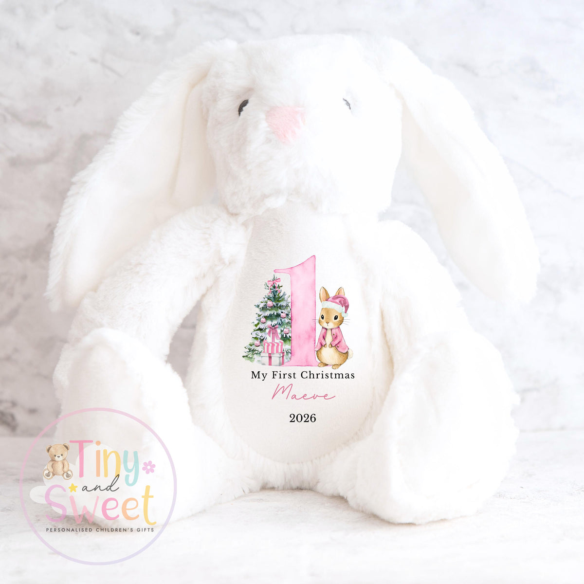 My First Christmas Bunny, Personalised Christmas Soft Toy, Baby’s First Christmas Soft Toy Gift, My First Christmas Keepsake, Christmas Bib