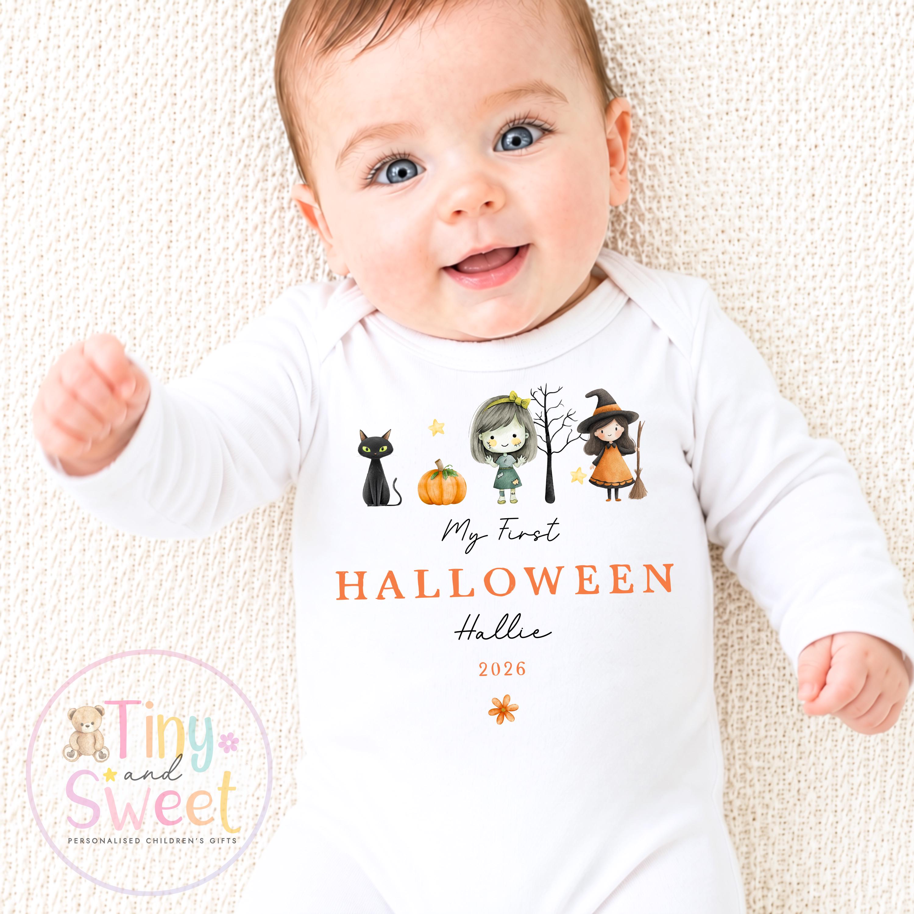 Personalised My First Halloween Sleepsuit, Cute Ghosts, 1st Halloween, Spooky Season, First Boo, Boo Box