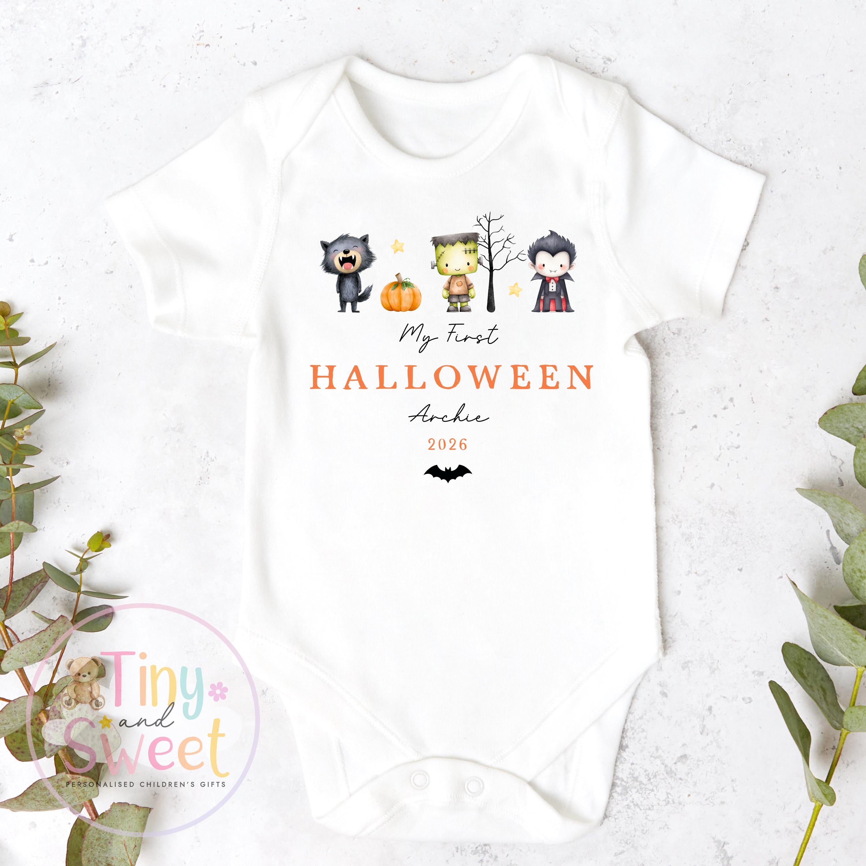 Personalised My First Halloween Sleepsuit, Cute Ghosts, 1st Halloween, Spooky Season, First Boo, Boo Box