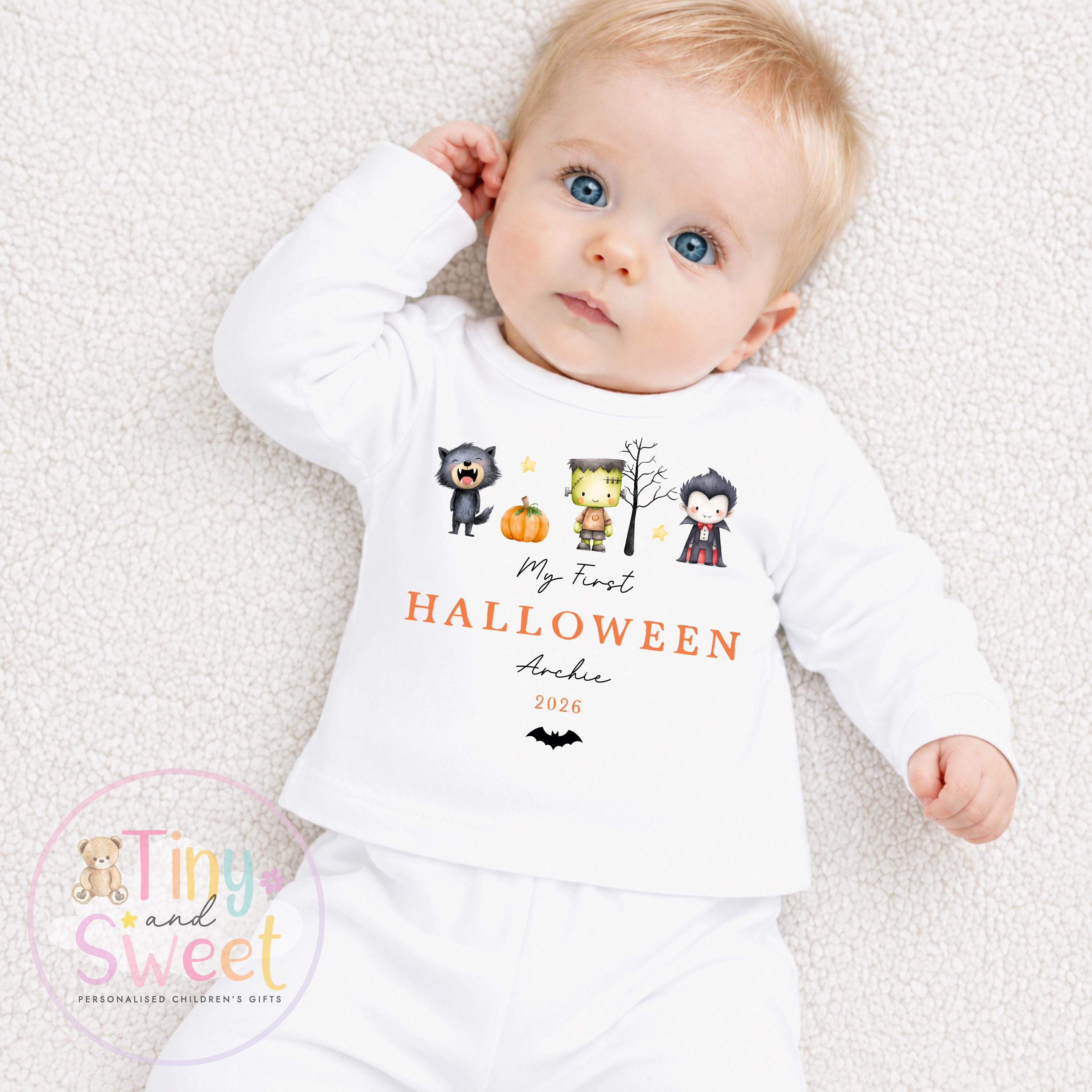 Personalised My First Halloween Sleepsuit, Cute Ghosts, 1st Halloween, Spooky Season, First Boo, Boo Box