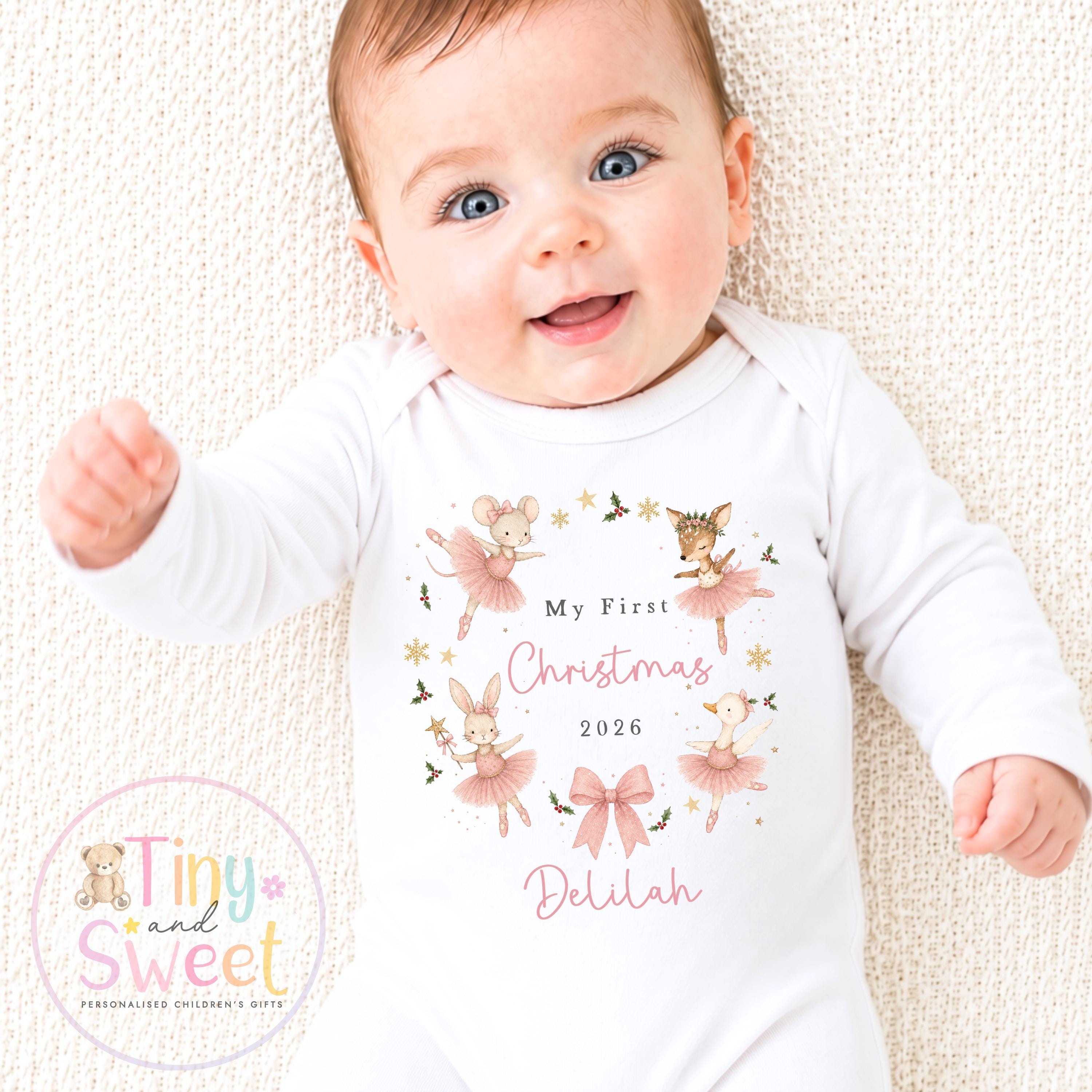 My First Christmas Sleepsuit, Personalised My First Christmas Babygrow, Baby’s 1st Christmas Outfit, Newborn Christmas Outfit, First Xmas
