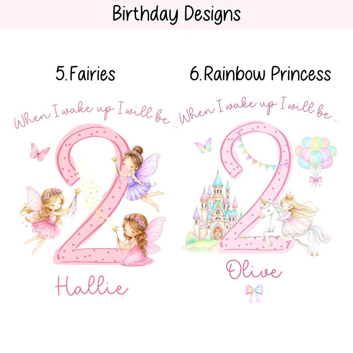 Personalised Pink Any Age Themed Birthday Girls Stripe Long Set, Girl Birthday Cotton Clothing Set, Birthday Morning Set