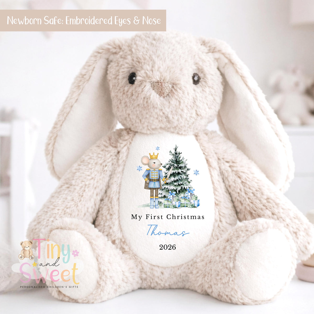 My First Christmas Pink Ballerina Bunny Personalised Soft Toy