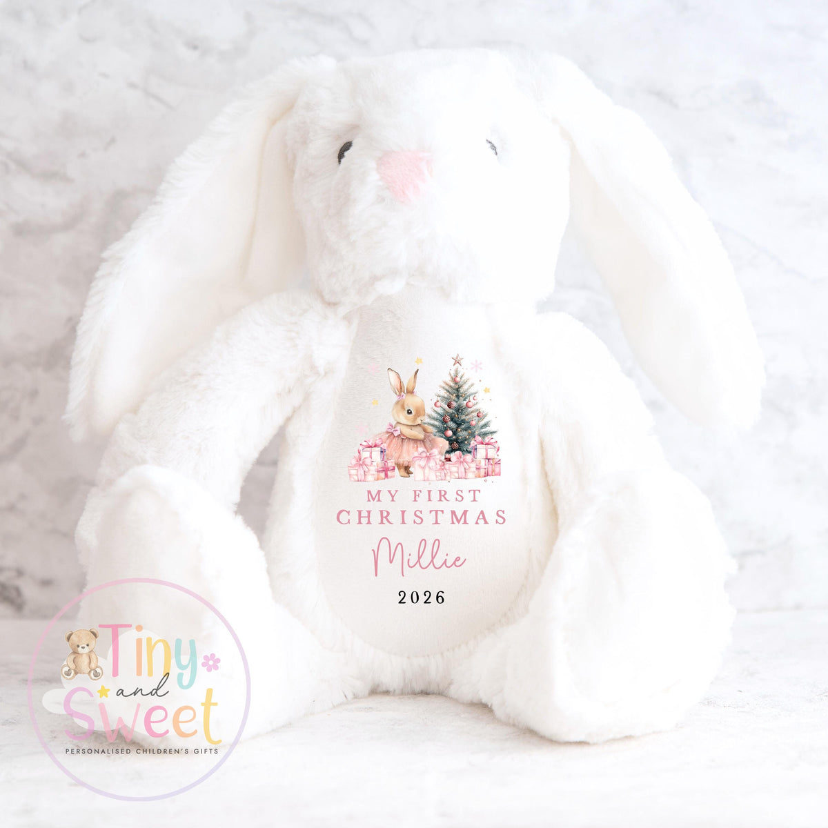 Pink Ballerina Bunny Personalised Christmas Soft Toy