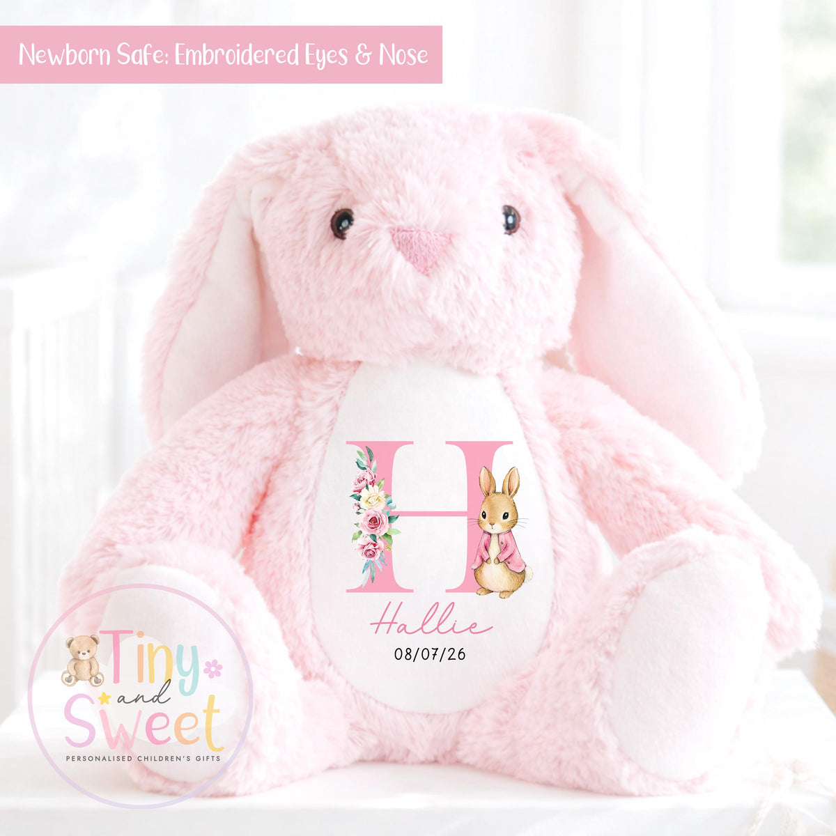 Personalised New Baby soft Toy, New Birth Gift, New baby gift, Newborn Gift, Baby Keepsake, Baby shower gift, Birth stats, Teddy, Bunny
