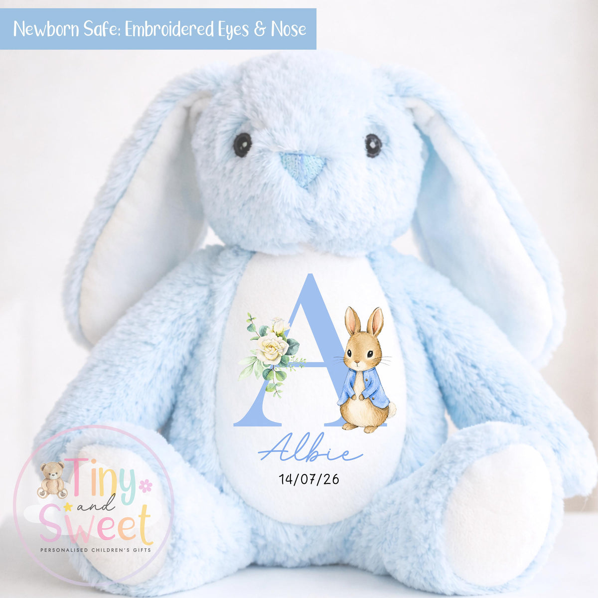Personalised New Baby soft Toy, New Birth Gift, New baby gift, Newborn Gift, Baby Keepsake, Baby shower gift, Birth stats, Teddy, Bunny