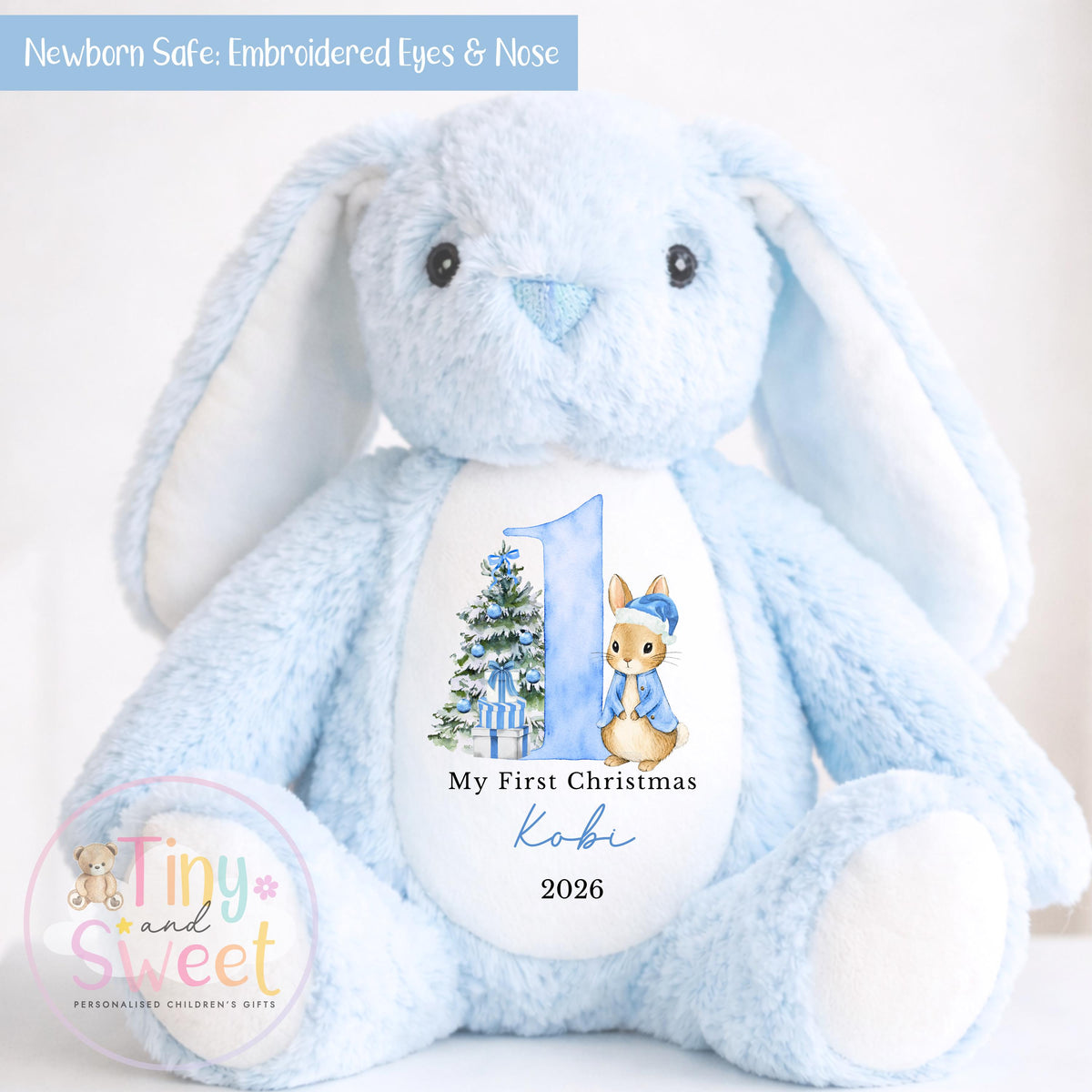 My First Christmas Bunny, Personalised Christmas Soft Toy, Baby’s First Christmas Soft Toy Gift, My First Christmas Keepsake, Christmas Bib