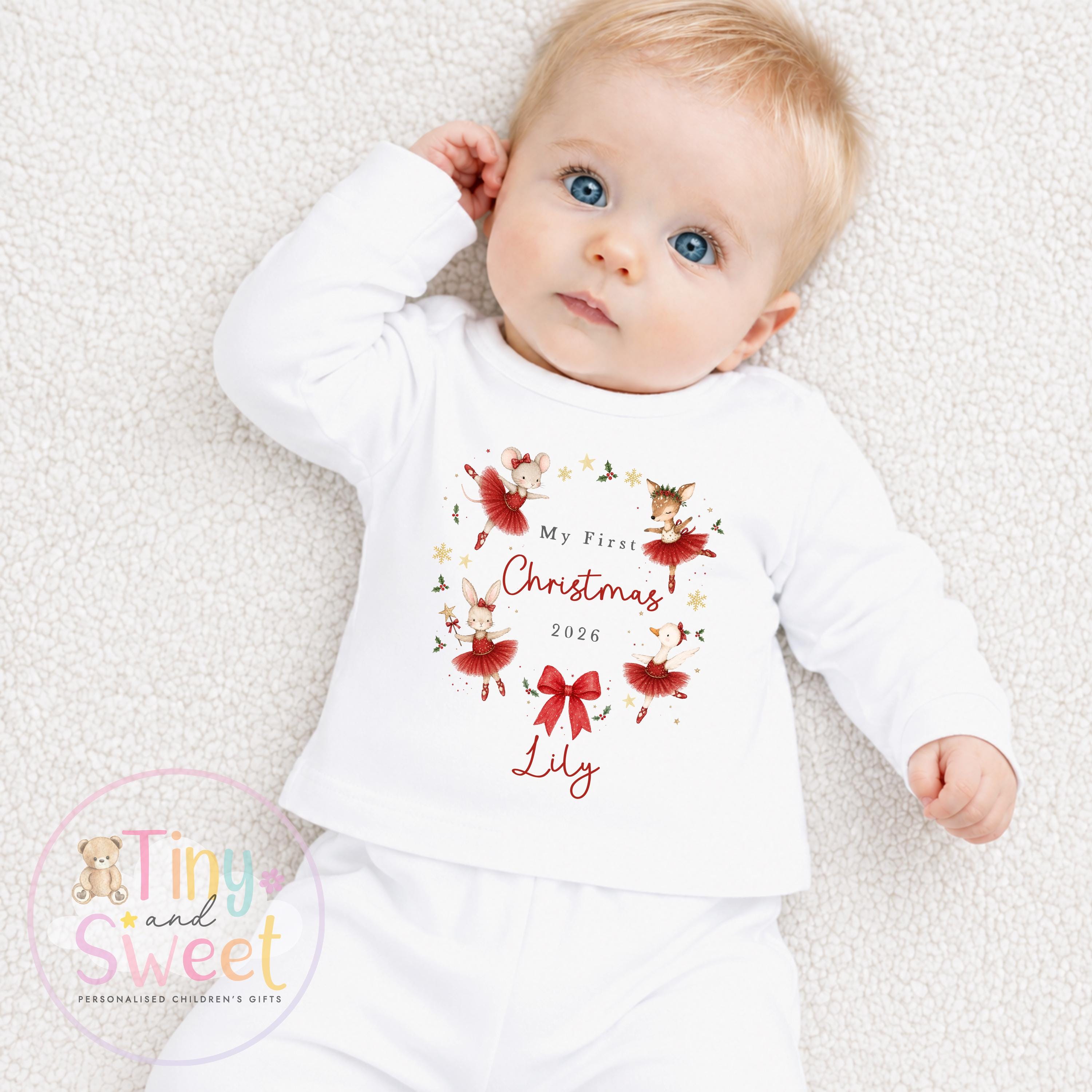 My First Christmas Sleepsuit, Personalised My First Christmas Babygrow, Baby’s 1st Christmas Outfit, Newborn Christmas Outfit, First Xmas