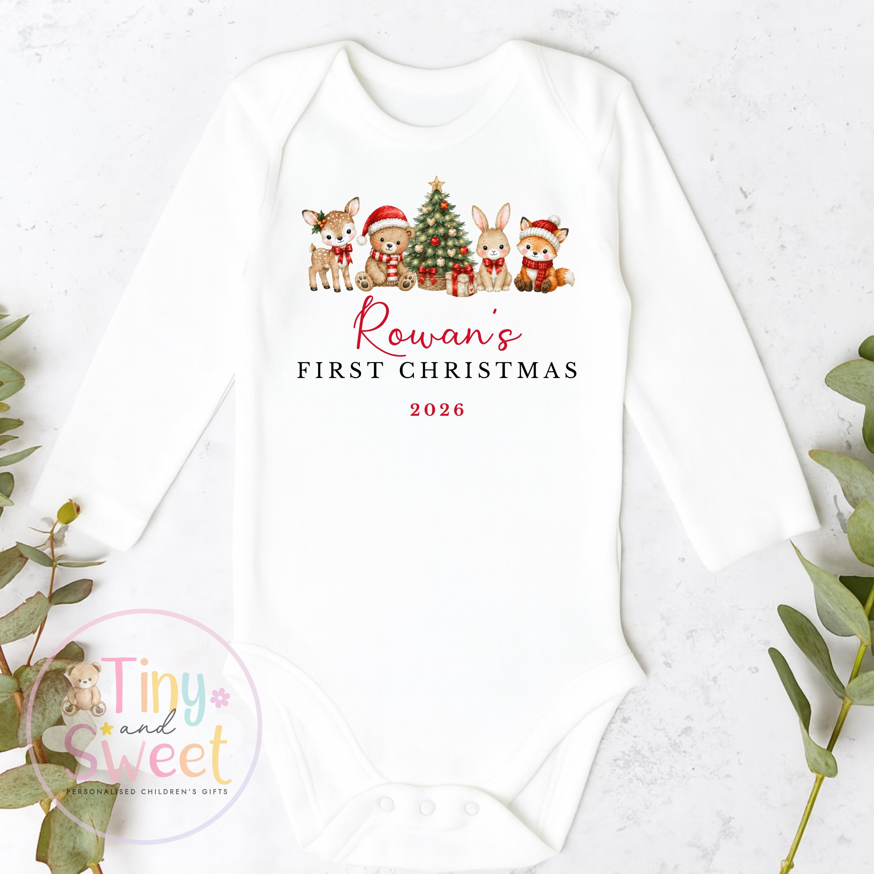 Personalised My First Christmas Bunny Sleepsuit, When I wake up it will be christmas, Babies 1st Christmas, New Baby first xmas