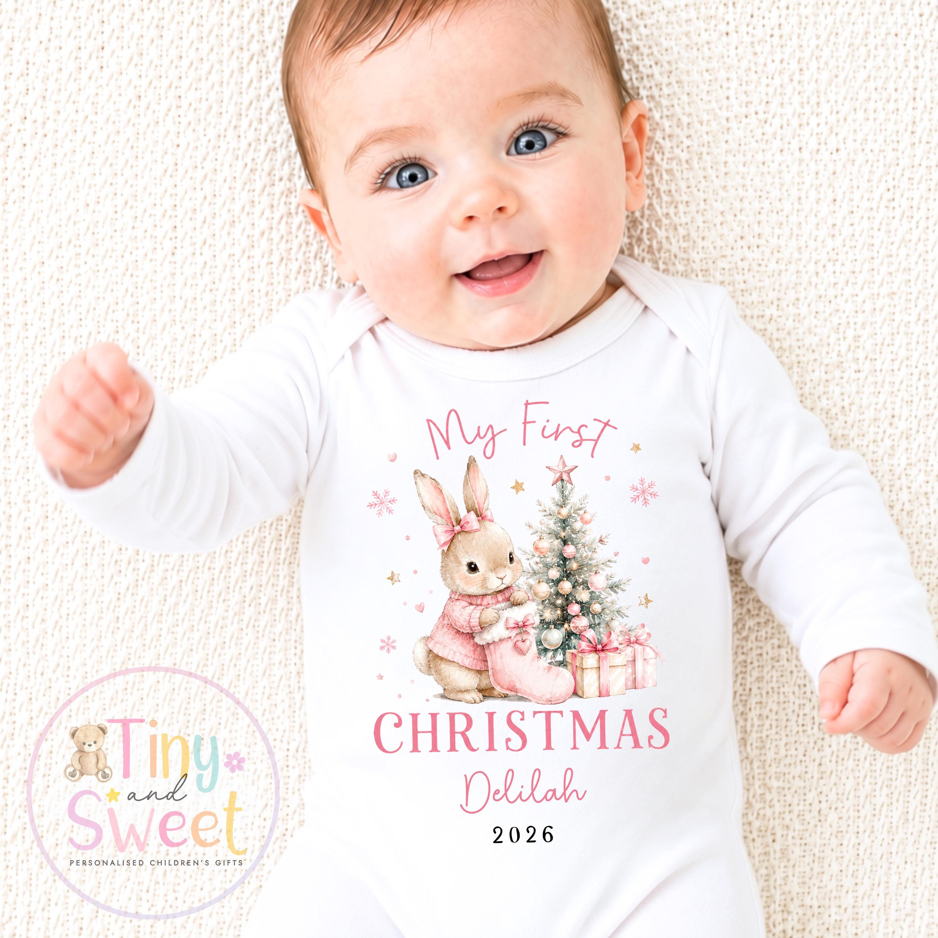 Personalised Babies First Christmas Sleepsuit, Babies 1st Xmas Gift Idea, Pyjamas, 1st Xmas Babygrow, Christmas Outfit for baby, Teddy