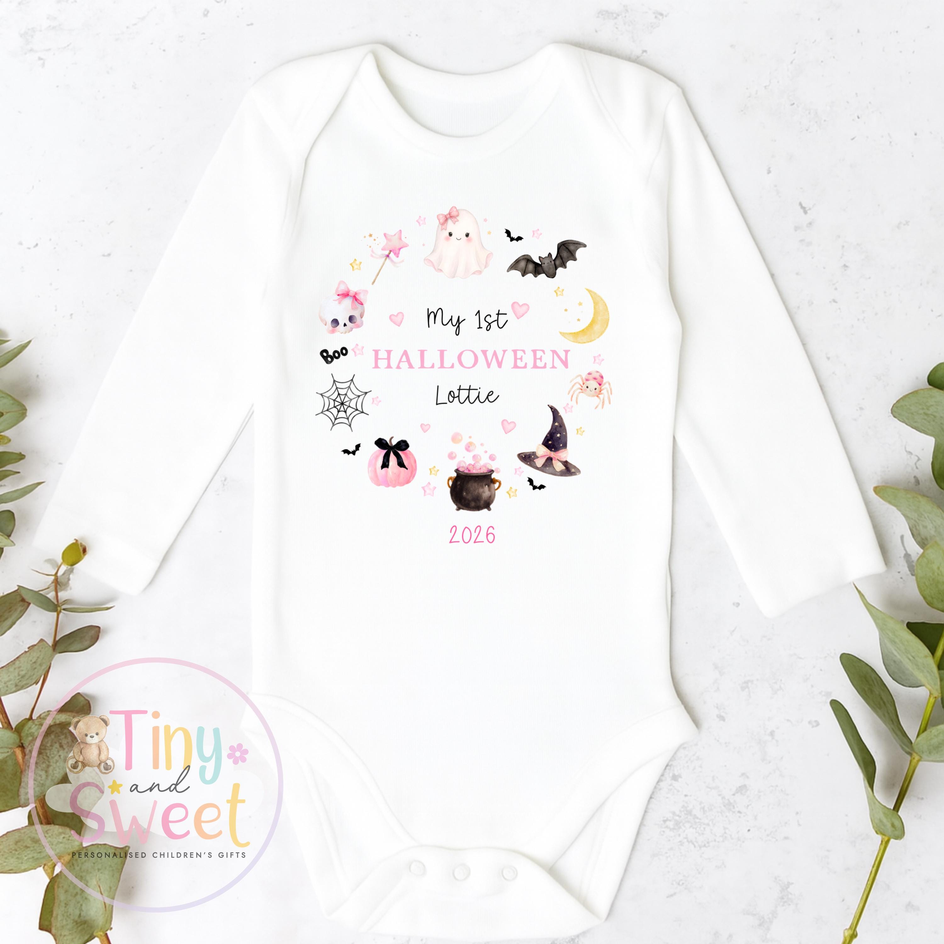 Personalised First Halloween Sleepsuit, Baby Halloween Outfit, Halloween Newborn Gift, First Halloween Babygrow, 1st Halloween Baby Gift