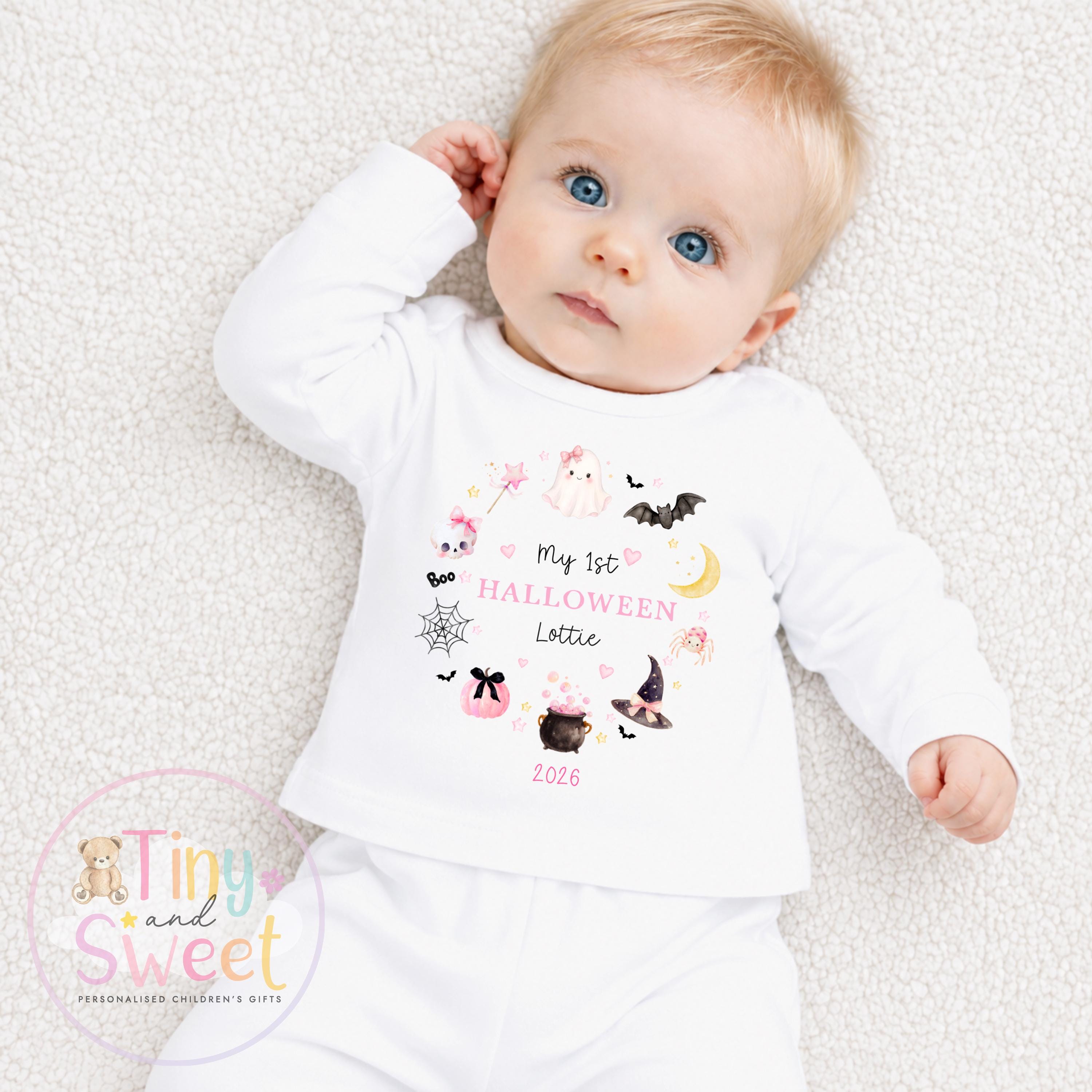 Personalised First Halloween Sleepsuit, Baby Halloween Outfit, Halloween Newborn Gift, First Halloween Babygrow, 1st Halloween Baby Gift