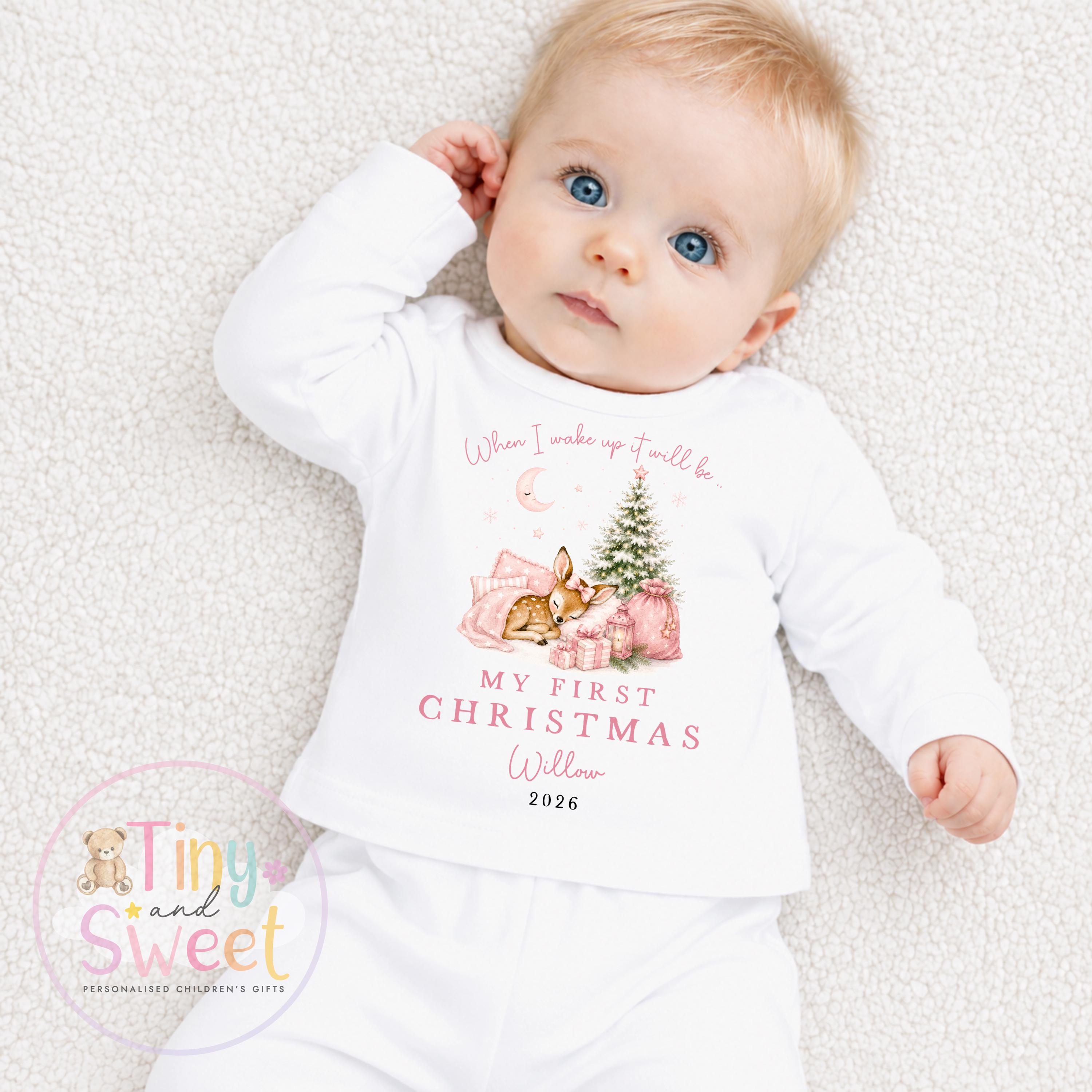 Personalised Babies First Christmas Sleepsuit, Babies 1st Xmas Gift Idea, Pyjamas, 1st Xmas Babygrow, Christmas Outfit for baby, Teddy