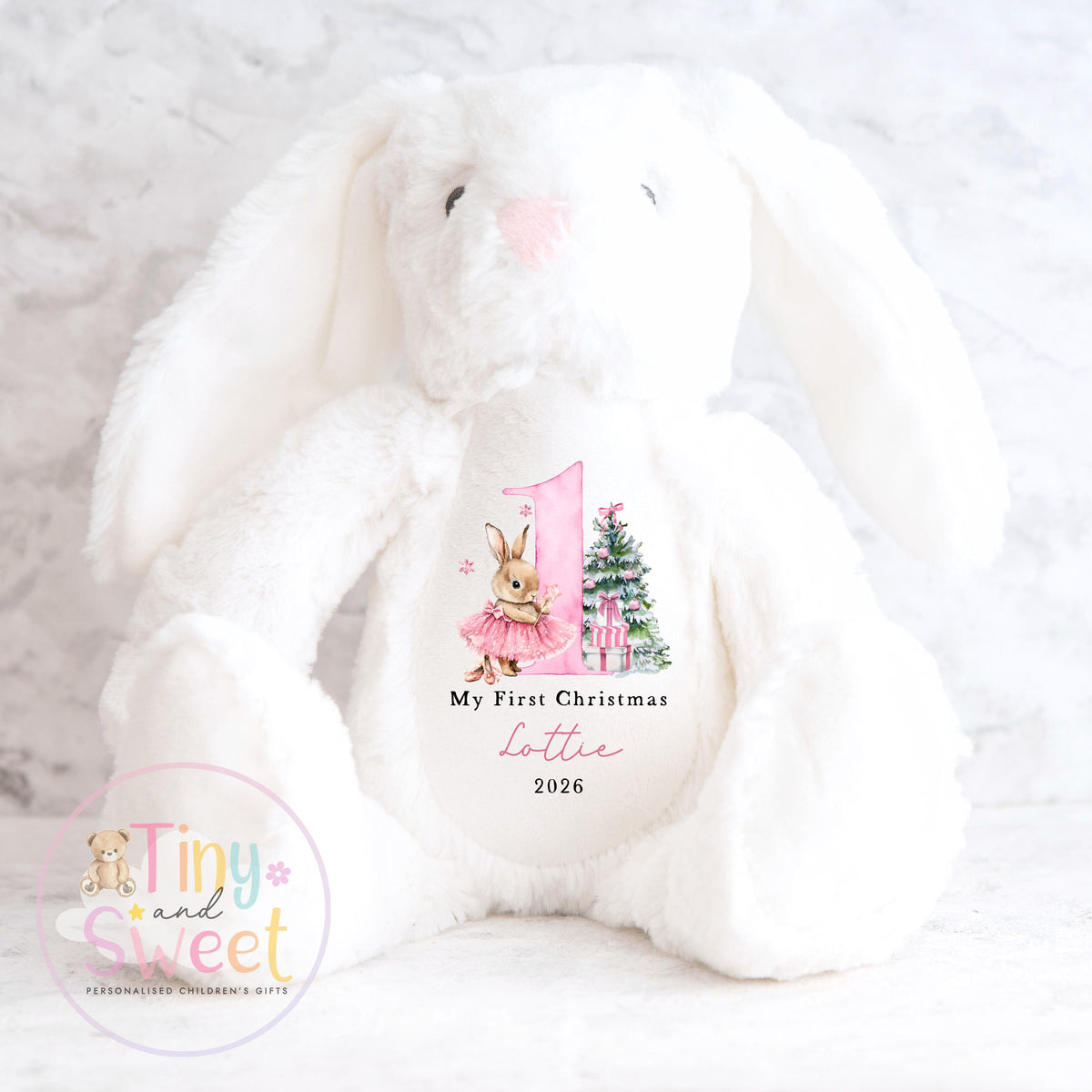 My First Christmas Bunny, Personalised Christmas Soft Toy, Baby’s First Christmas Soft Toy Gift, My First Christmas Keepsake, Christmas Bib