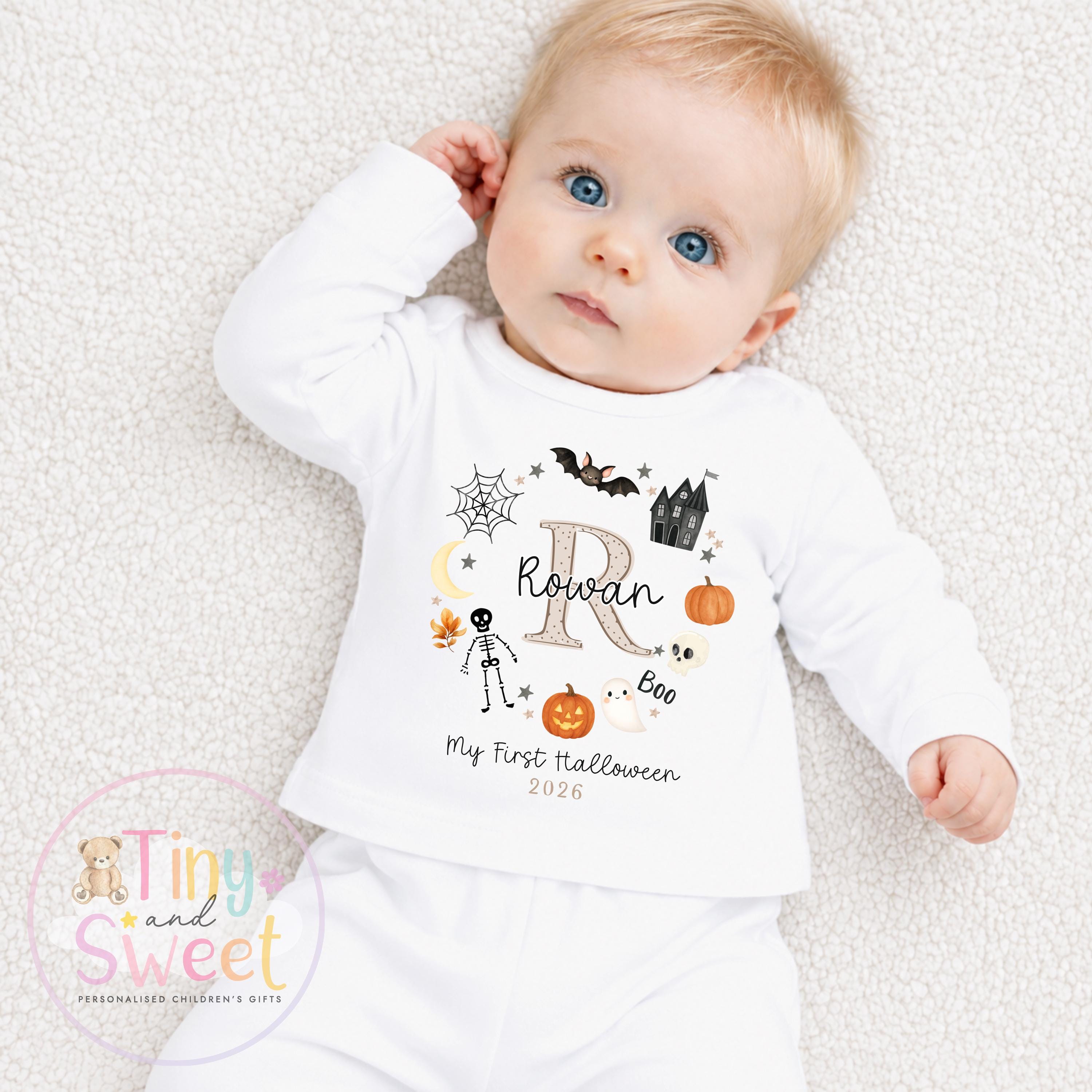 Personalised First Halloween Sleepsuit, Baby Halloween Outfit, Halloween Newborn Gift, First Halloween Babygrow, 1st Halloween Baby Gift