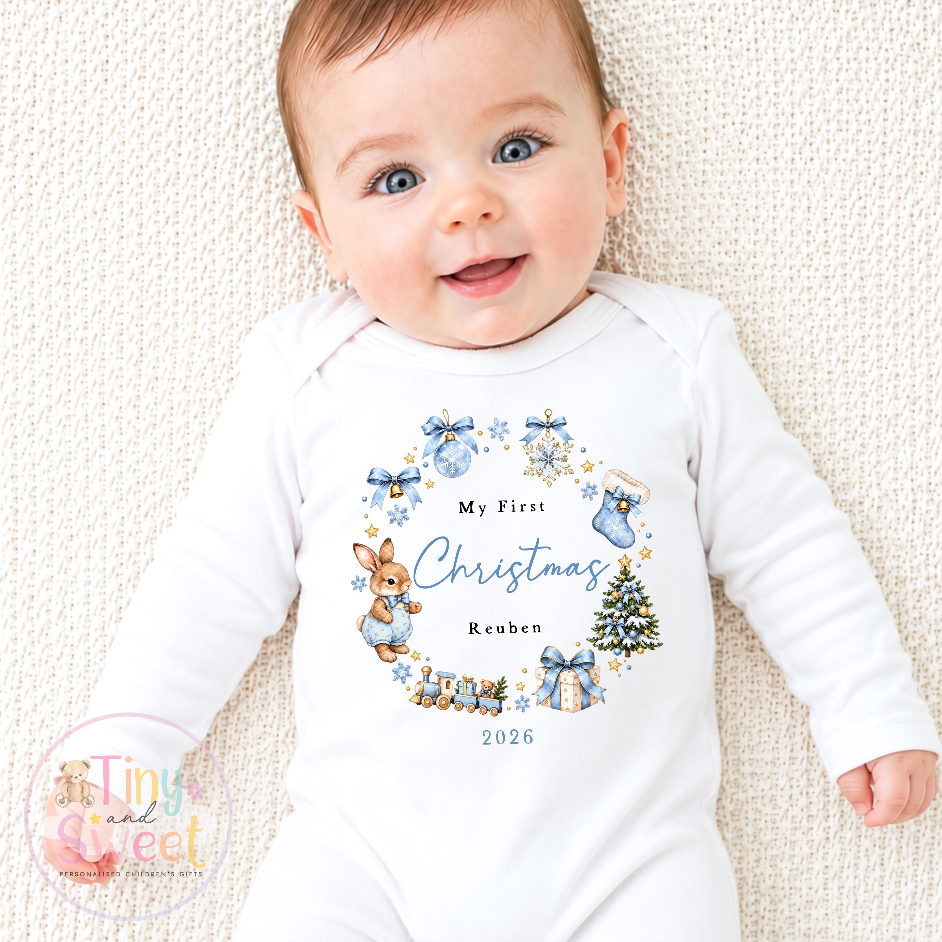 Personalised Babies First Christmas Sleepsuit, Babies 1st Xmas Gift Idea, Pyjamas, 1st Xmas Babygrow, Christmas Outfit for baby, Teddy