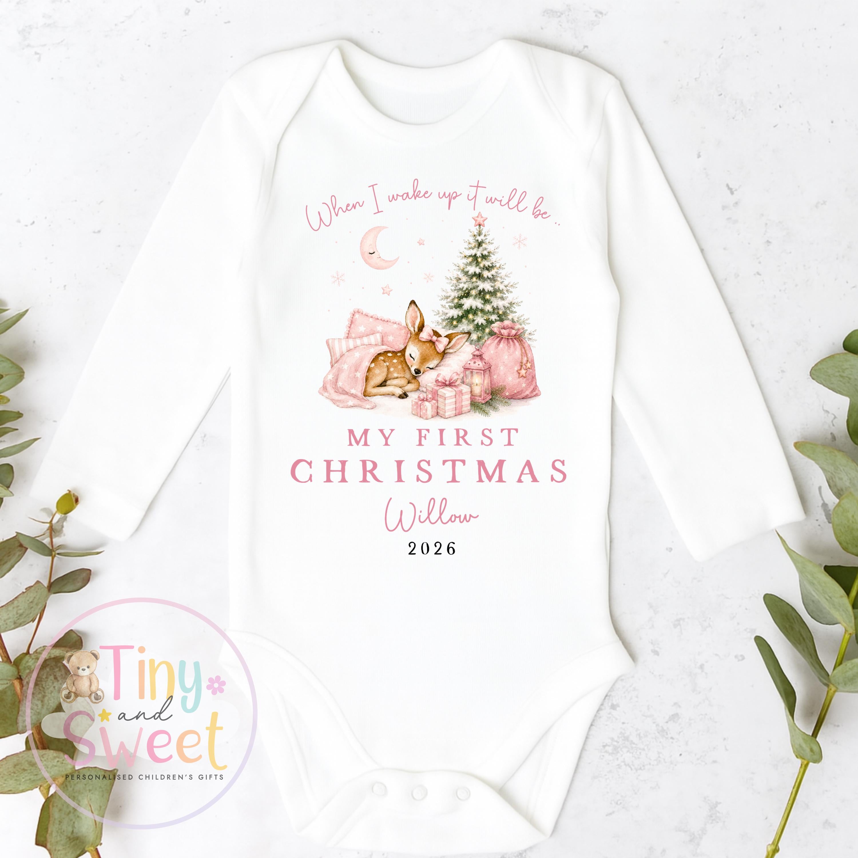 Personalised Babies First Christmas Sleepsuit, Babies 1st Xmas Gift Idea, Pyjamas, 1st Xmas Babygrow, Christmas Outfit for baby, Teddy