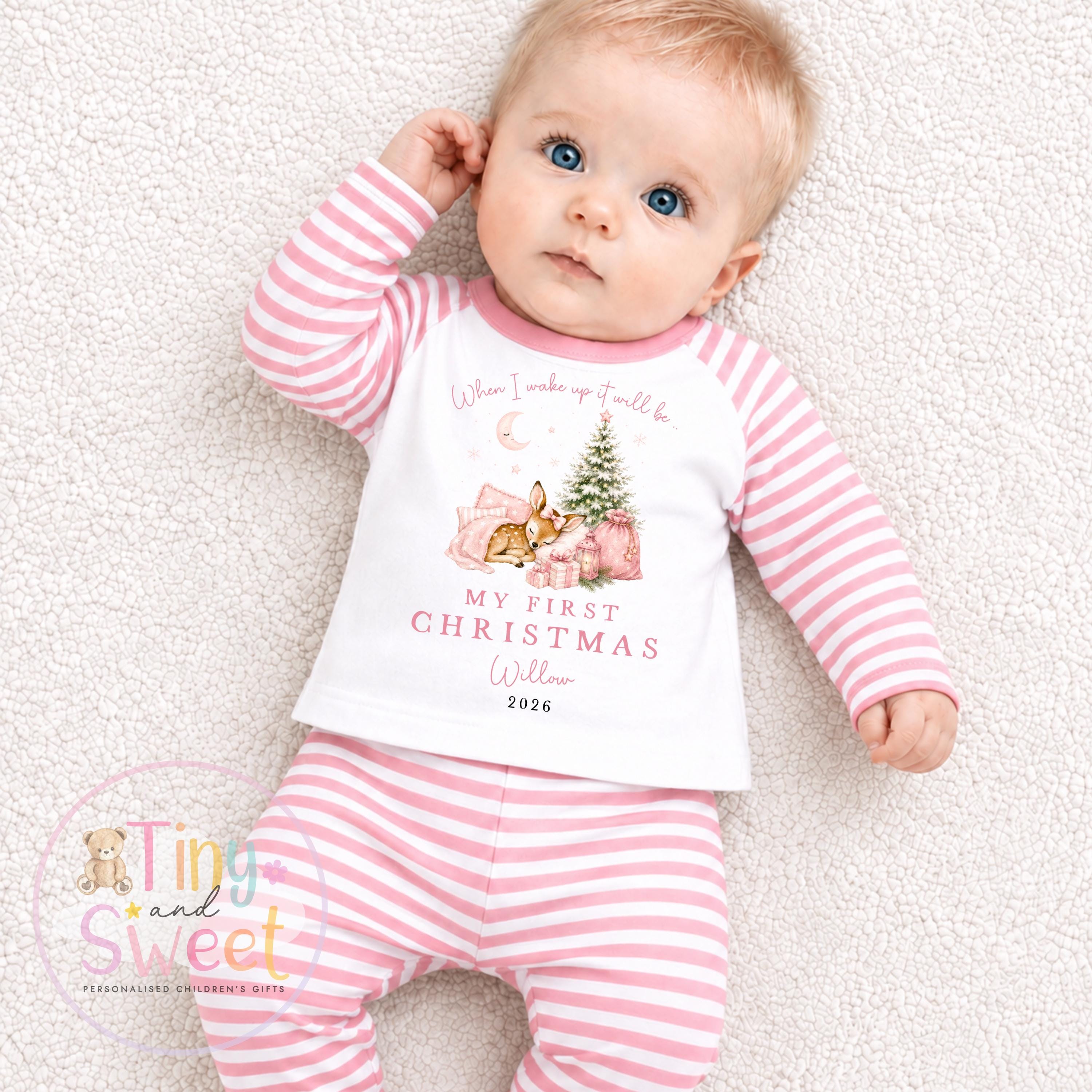 Personalised Babies First Christmas Sleepsuit, Babies 1st Xmas Gift Idea, Pyjamas, 1st Xmas Babygrow, Christmas Outfit for baby, Teddy