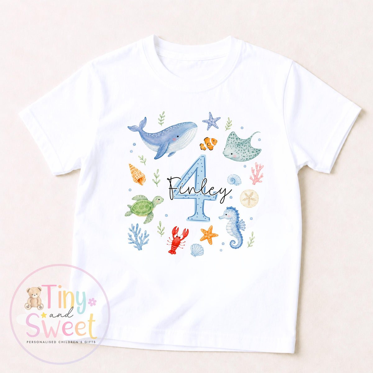 Personalised Girls/Boys Under the sea Birthday Sweatshirt or T Shirt, Fish Birthday Shirt, Custom Birthday Top, Ocean Lover