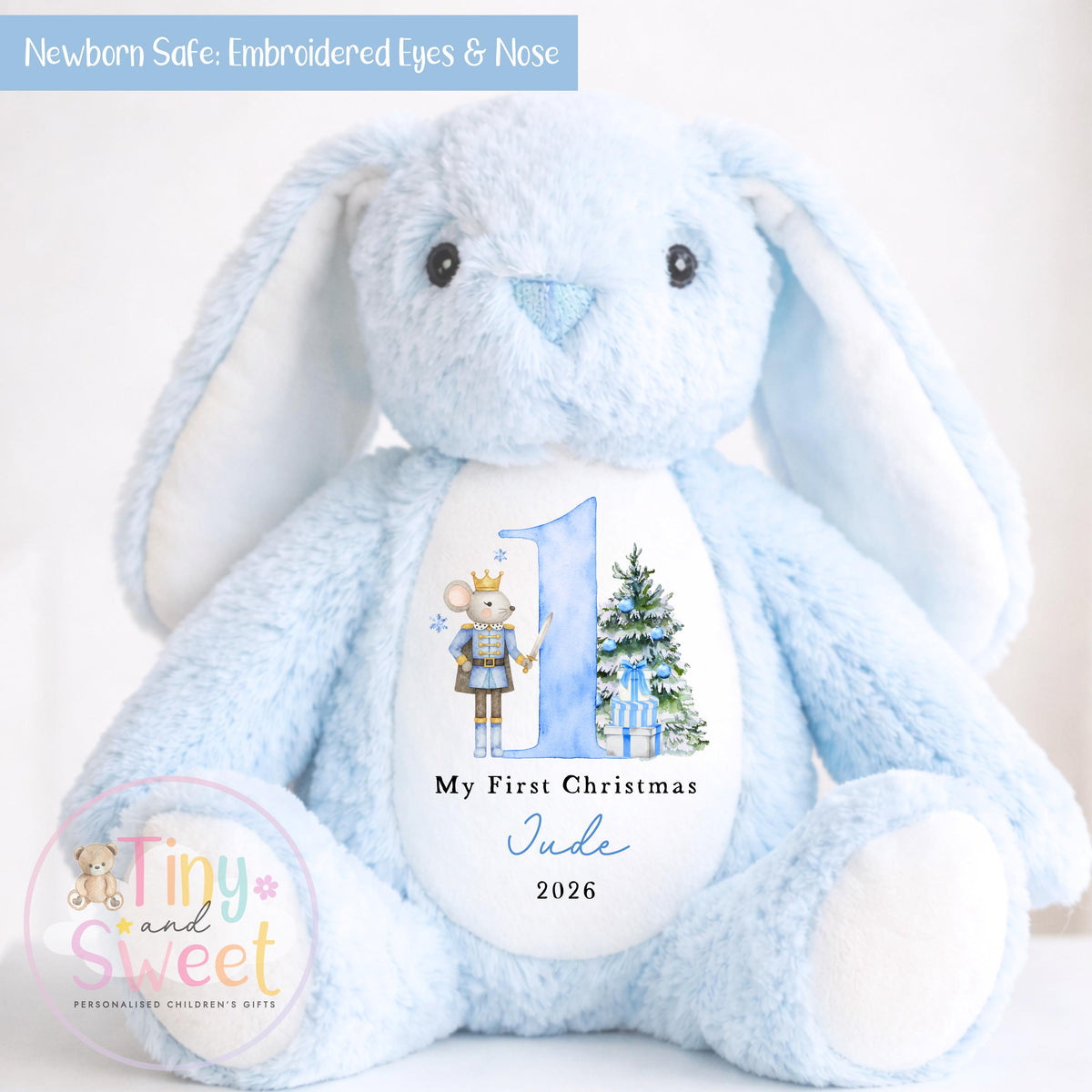 My First Christmas Bunny, Personalised Christmas Soft Toy, Baby’s First Christmas Soft Toy Gift, My First Christmas Keepsake, Christmas Bib