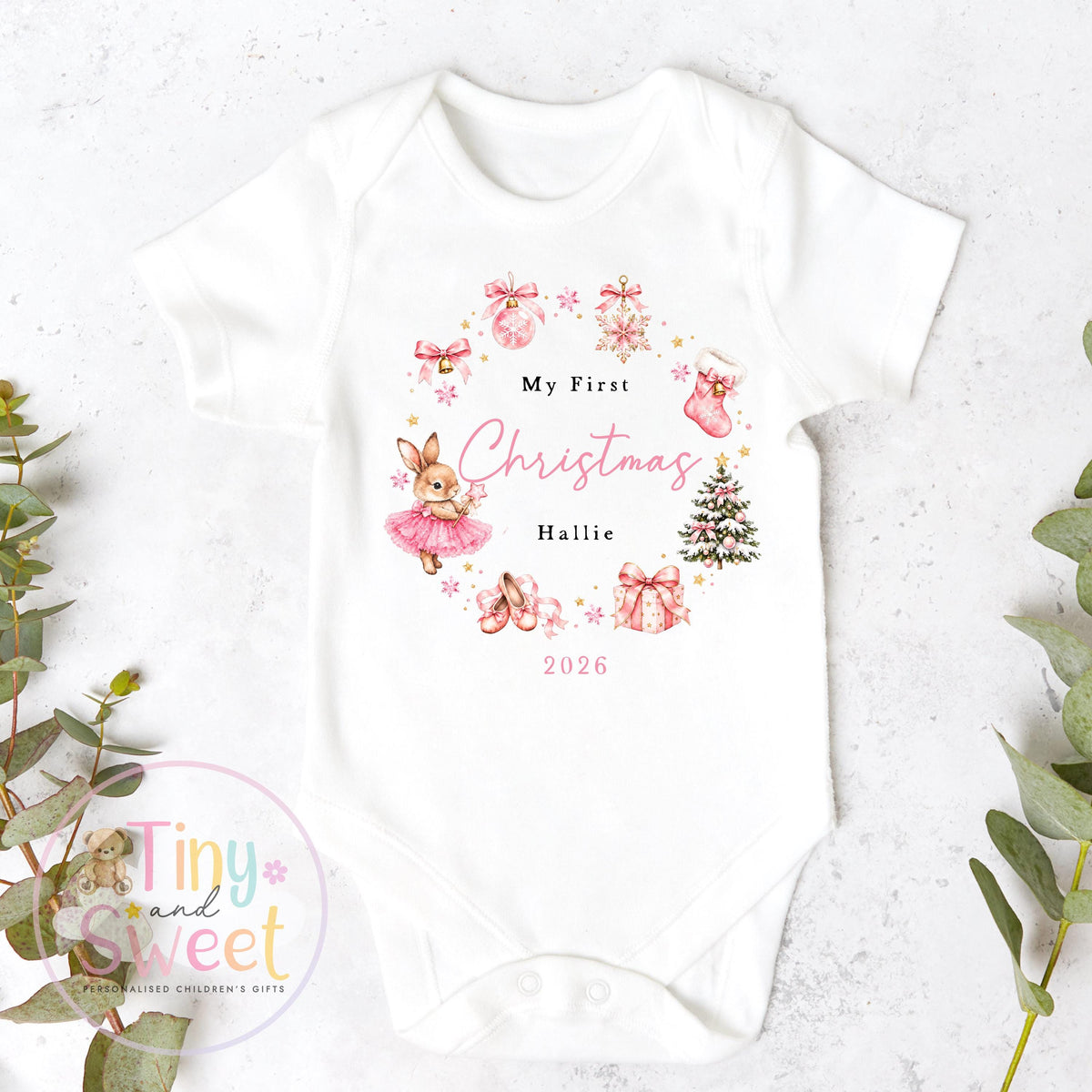 Personalised Babies First Christmas Sleepsuit, Babies 1st Xmas Gift Idea, Pyjamas, 1st Xmas Babygrow, Christmas Outfit for baby, Teddy