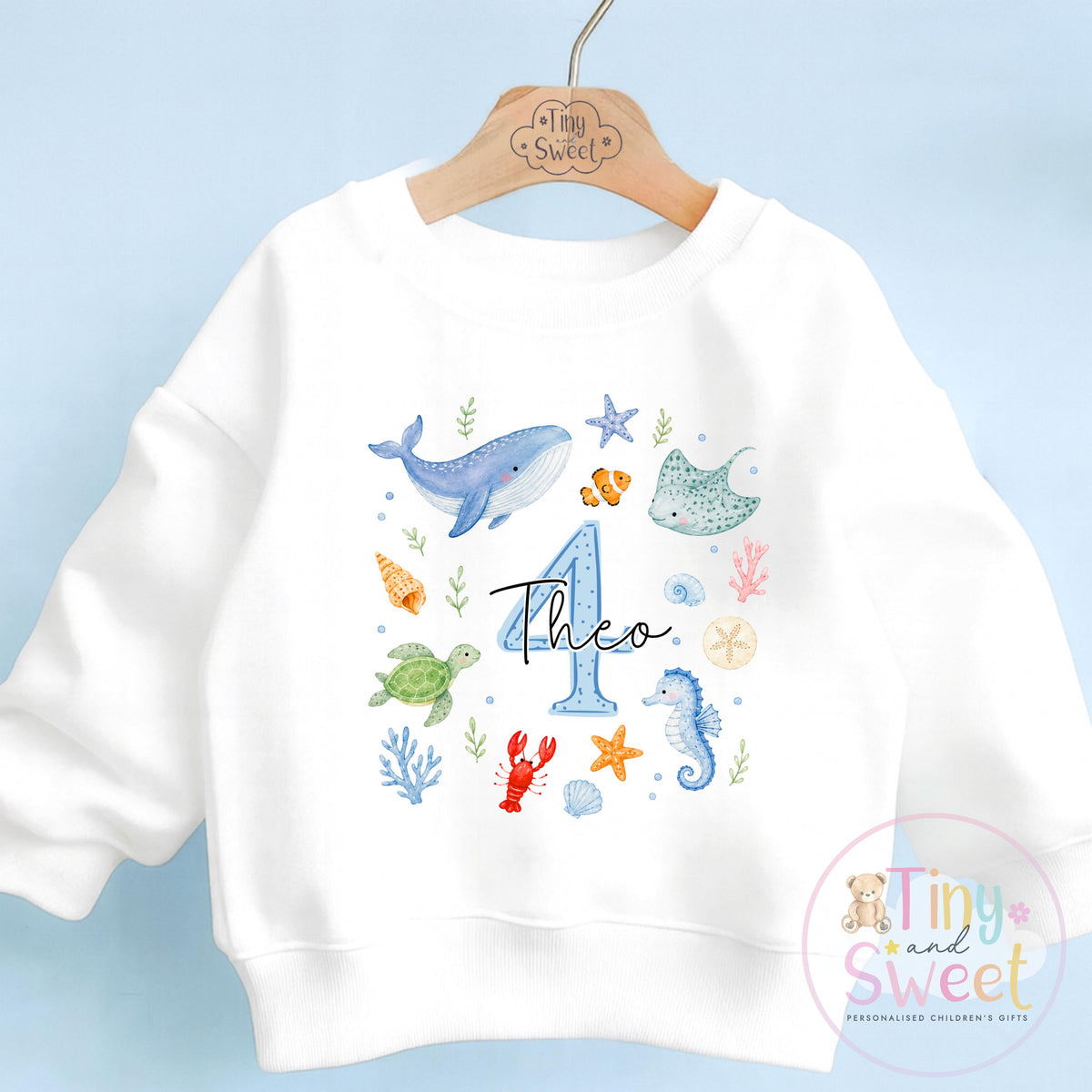 Personalised Girls/Boys Under the sea Birthday Sweatshirt or T Shirt, Fish Birthday Shirt, Custom Birthday Top, Ocean Lover