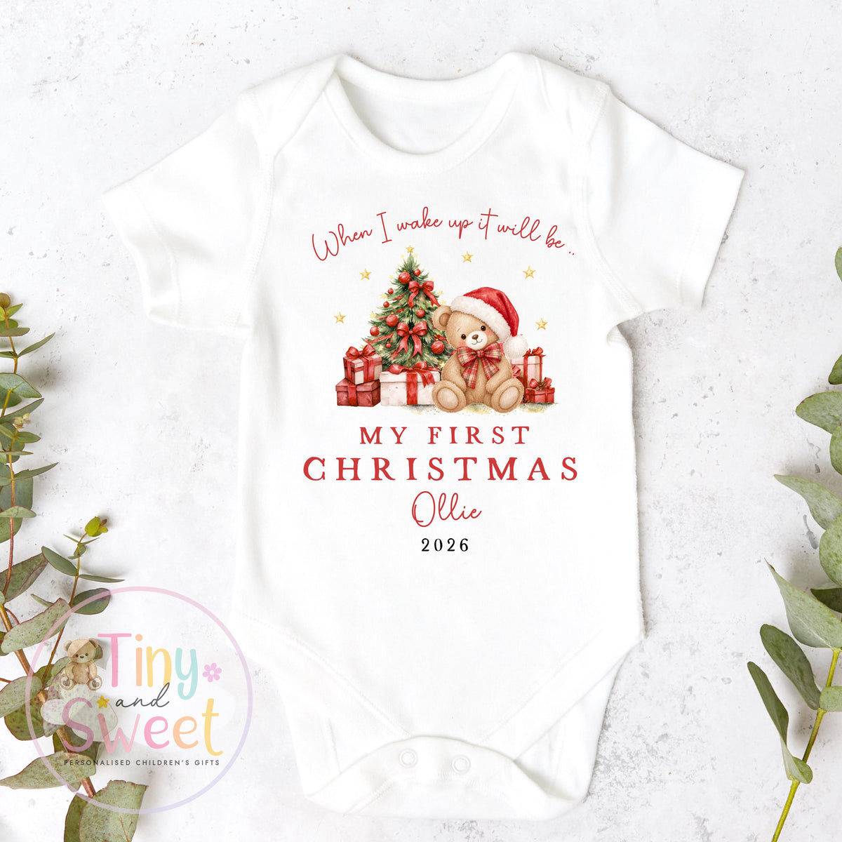 Personalised First Christmas Baby Grow , My First Christmas, Custom Name Sleepsuit, Baby’s First Christmas, Xmas Baby Outfit