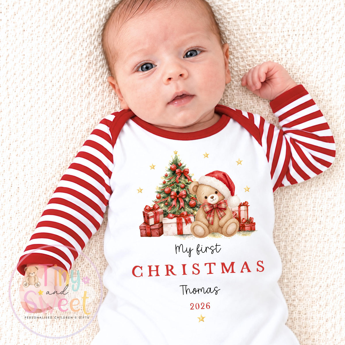Personalised First Christmas Baby Grow , My First Christmas, Custom Name Sleepsuit, Baby’s First Christmas, Xmas Baby Outfit
