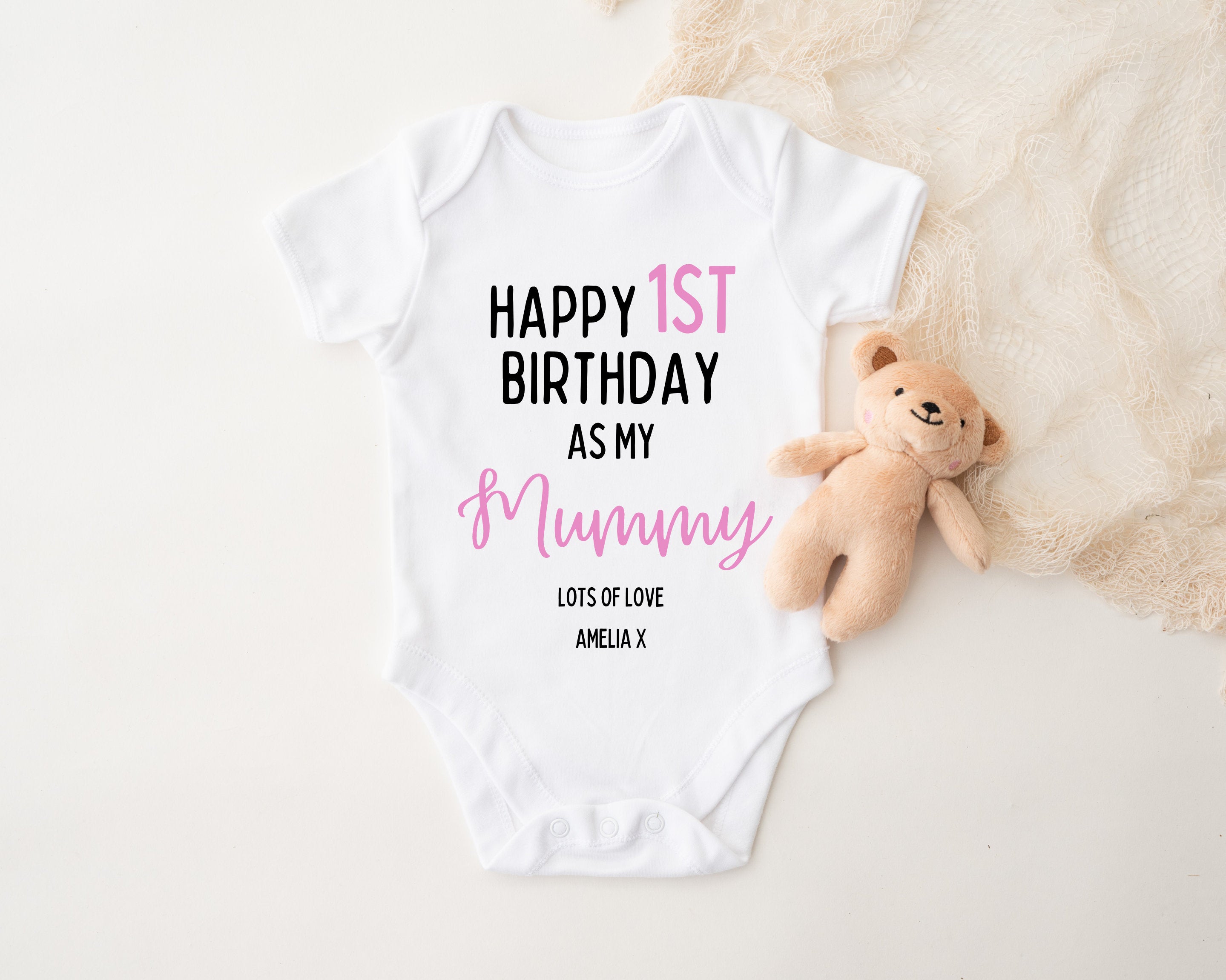 1st Birthday As My Daddy Bold Personalised Sleepsuit/Babygrow