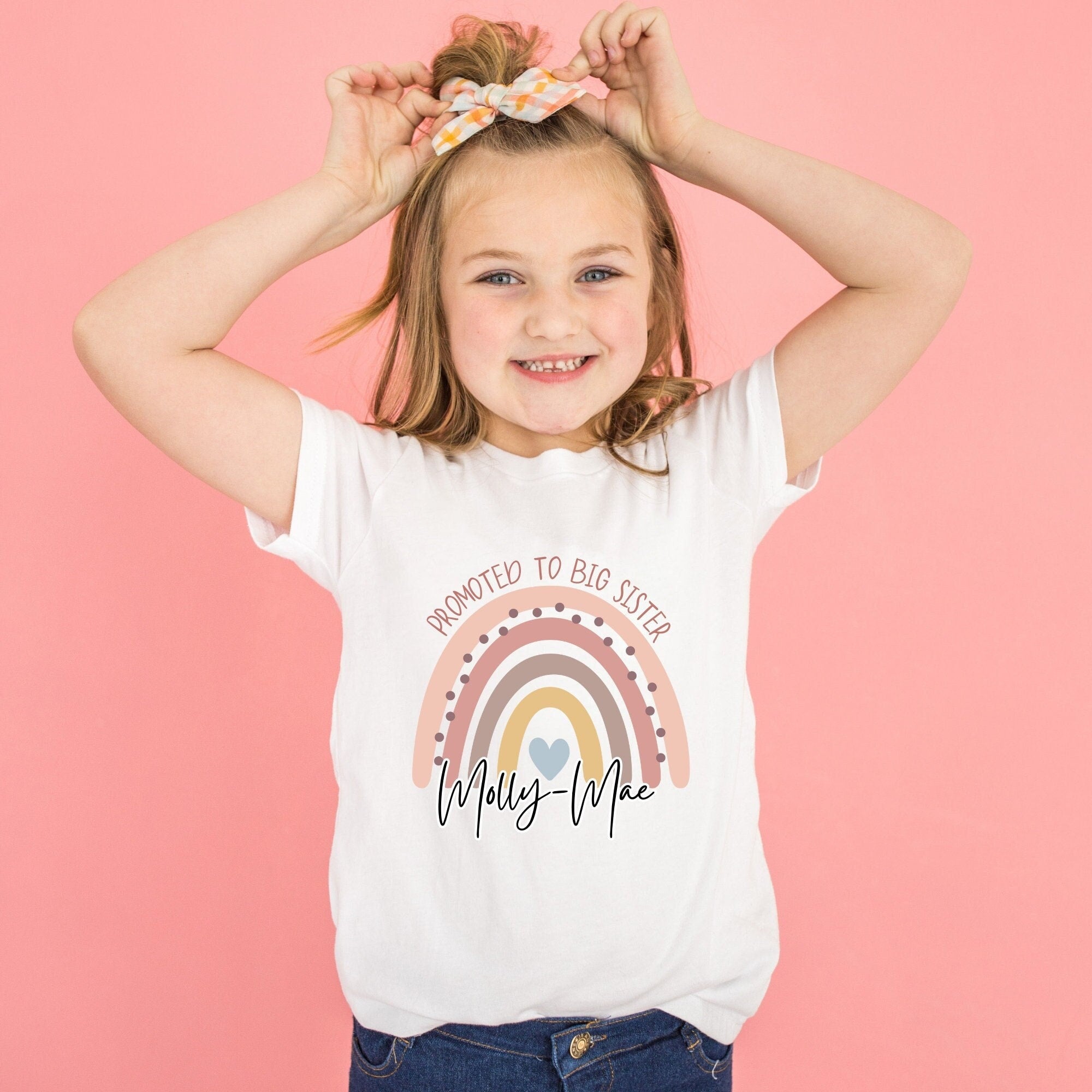 Boho Rainbow Promoted To Big Sister Personalised T Shirt