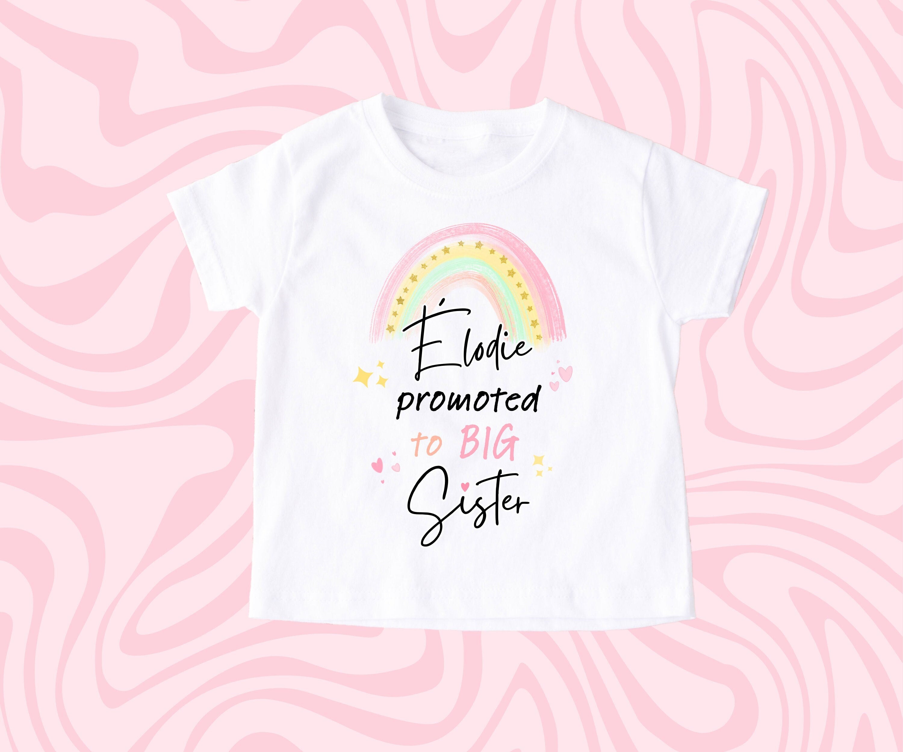 Pastel Rainbow Promoted To Big Sister Personalised T Shirt