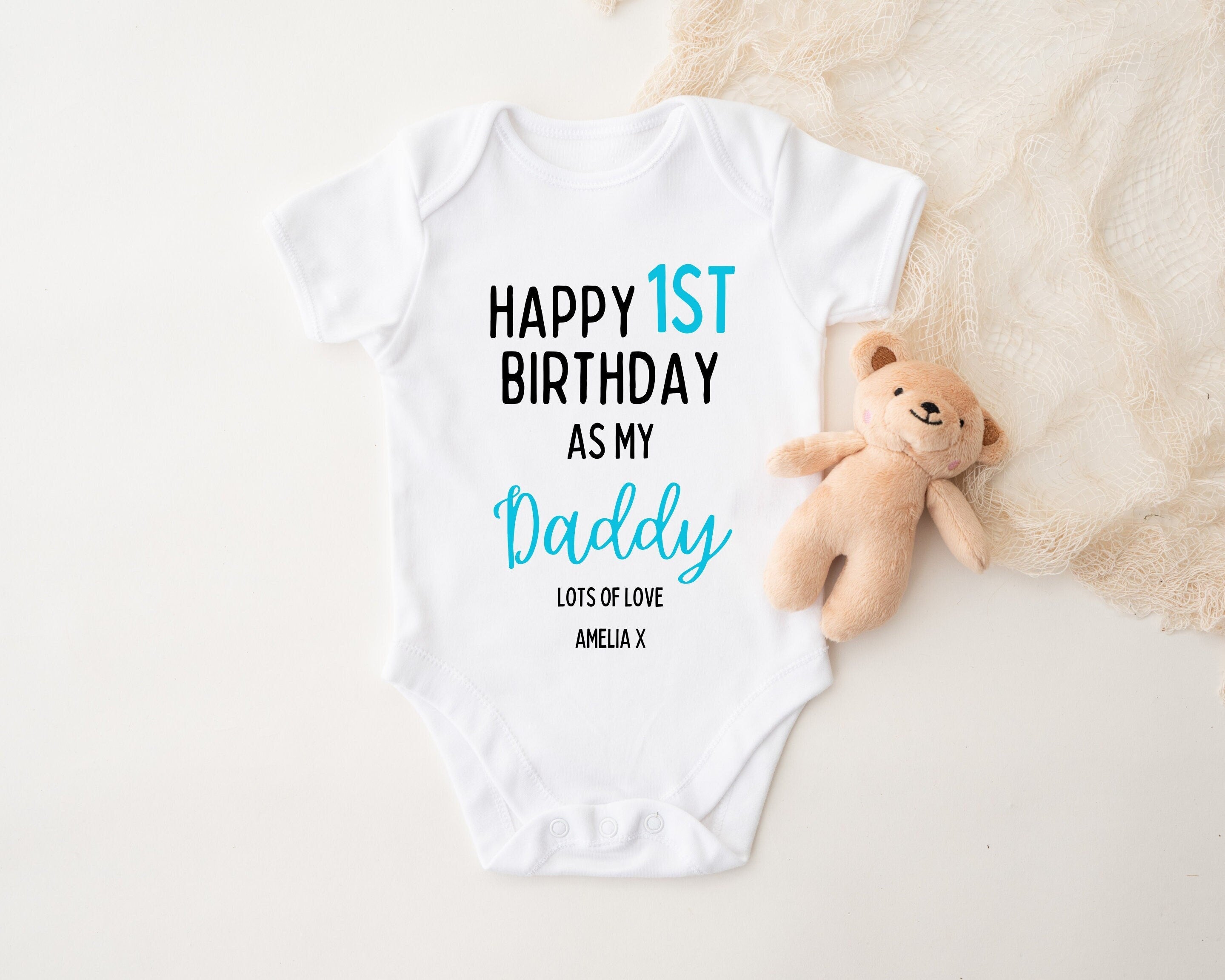 1st Birthday As My Daddy Bold Personalised Sleepsuit/Babygrow