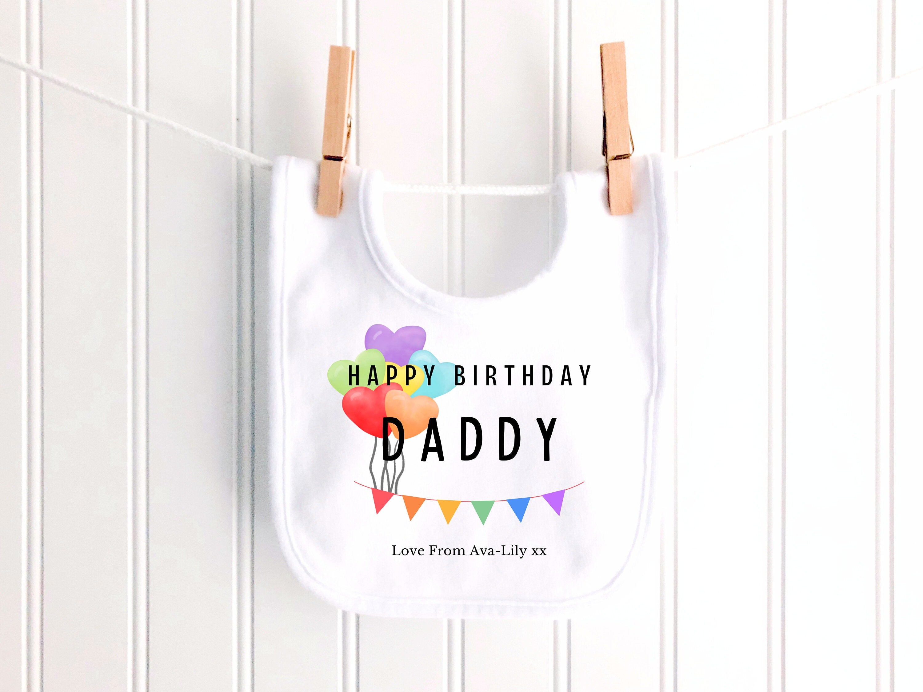 Happy Birthday Daddy Rainbow Personalised Sleepsuit/Babygrow