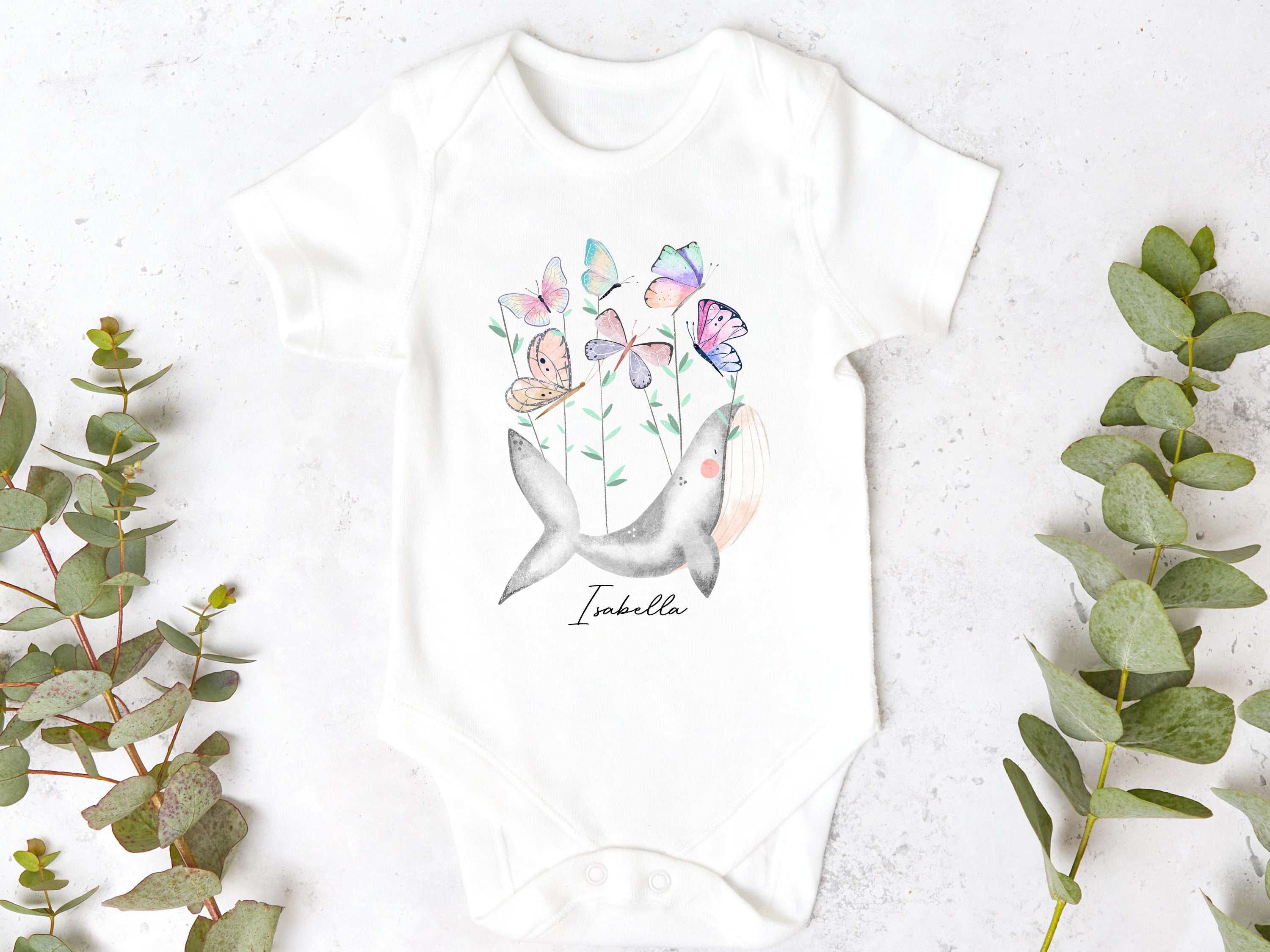 Pastel Butterfly Whimsical Personalised Sleepsuit/Babygrow