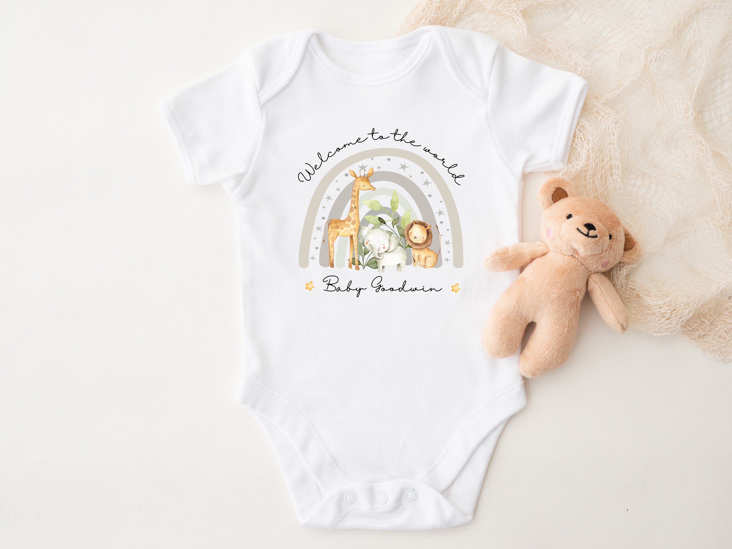 Welcome To The World Safari Personalised Sleepsuit/Babygrow