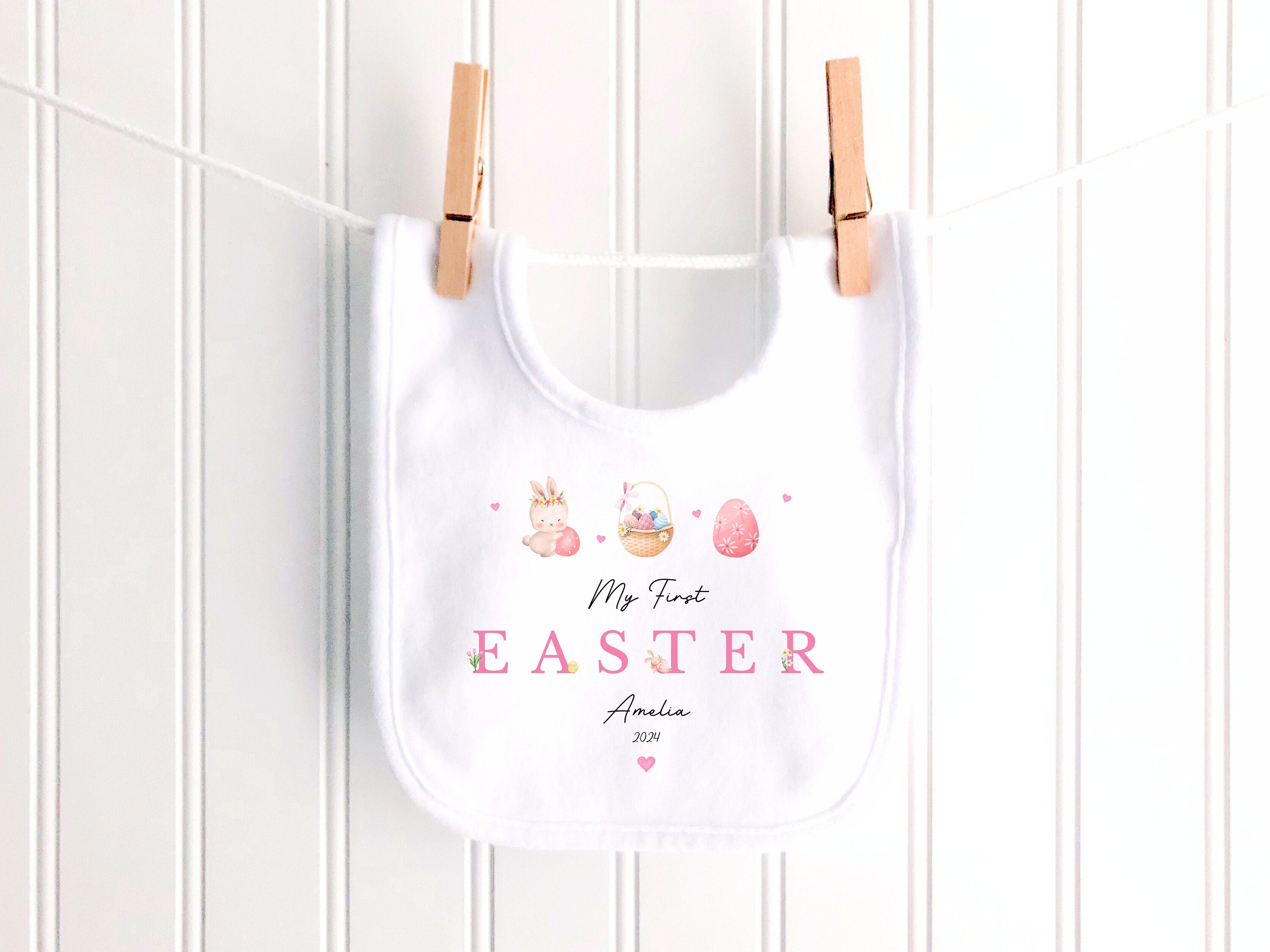 Pink My First Easter Personalised Sleepsuit/Babygrow