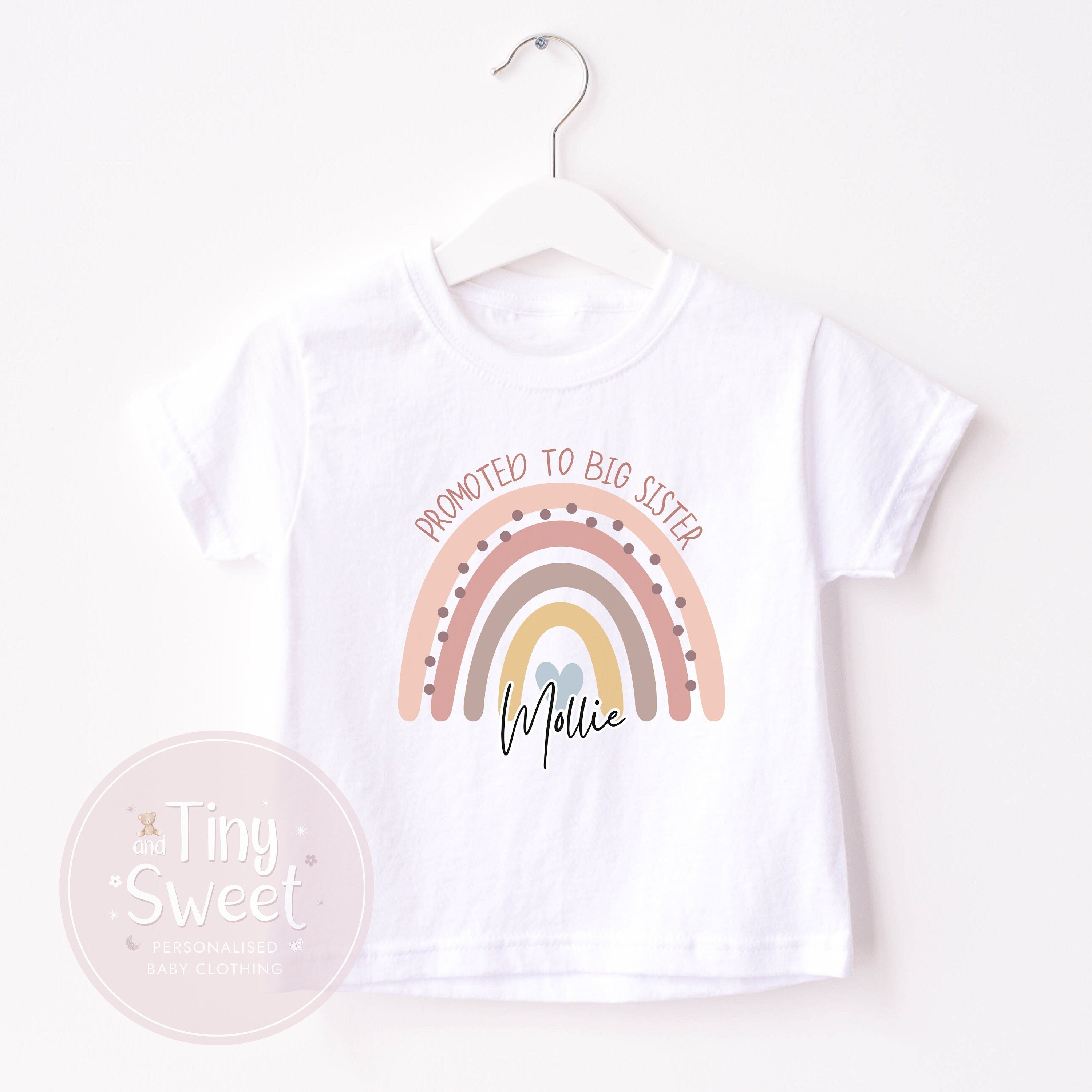 Boho Rainbow Promoted To Big Sister Personalised T Shirt
