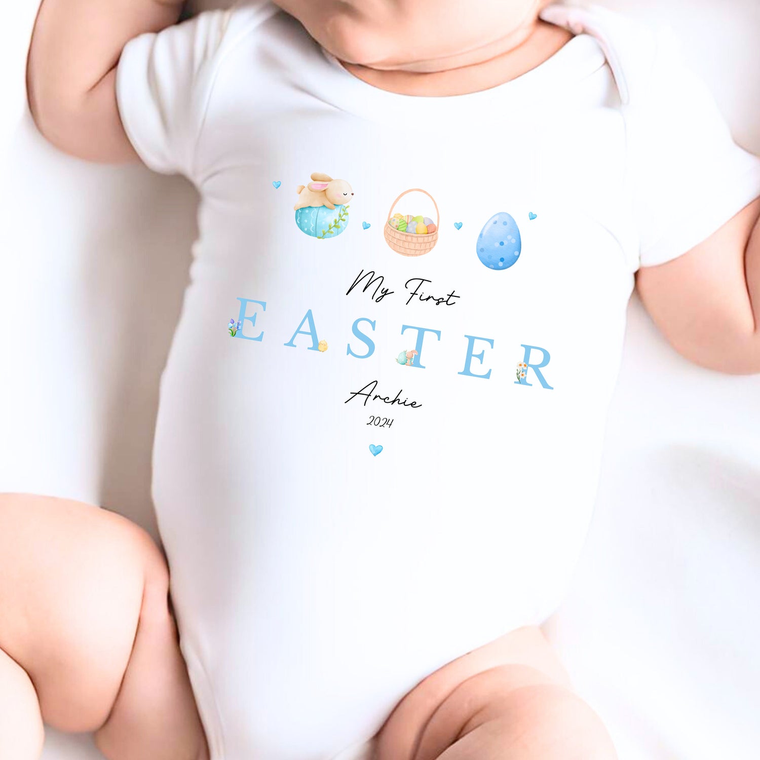 Blue My First Easter Personalised Sleepsuit/Babygrow