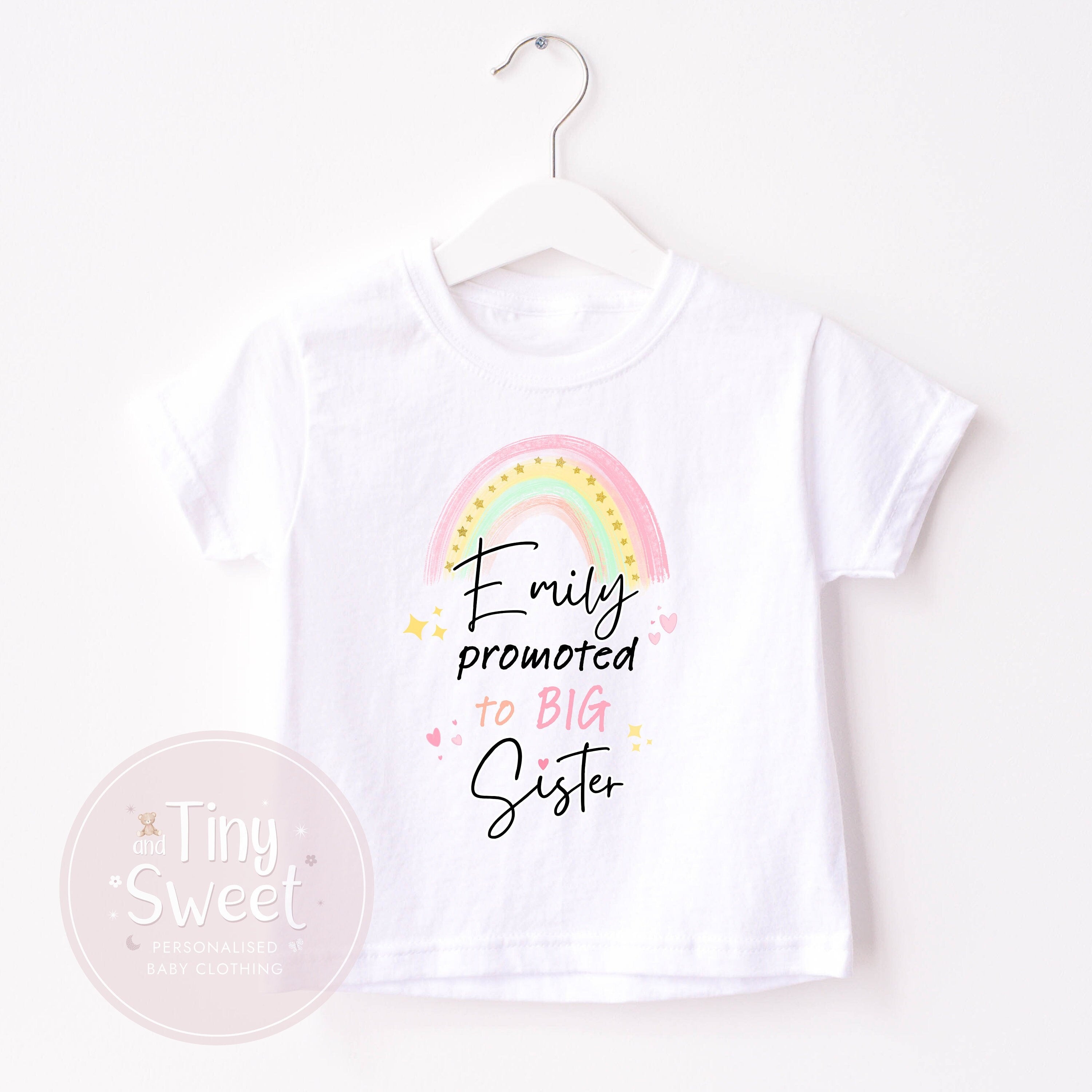 Pastel Rainbow Promoted To Big Sister Personalised T Shirt