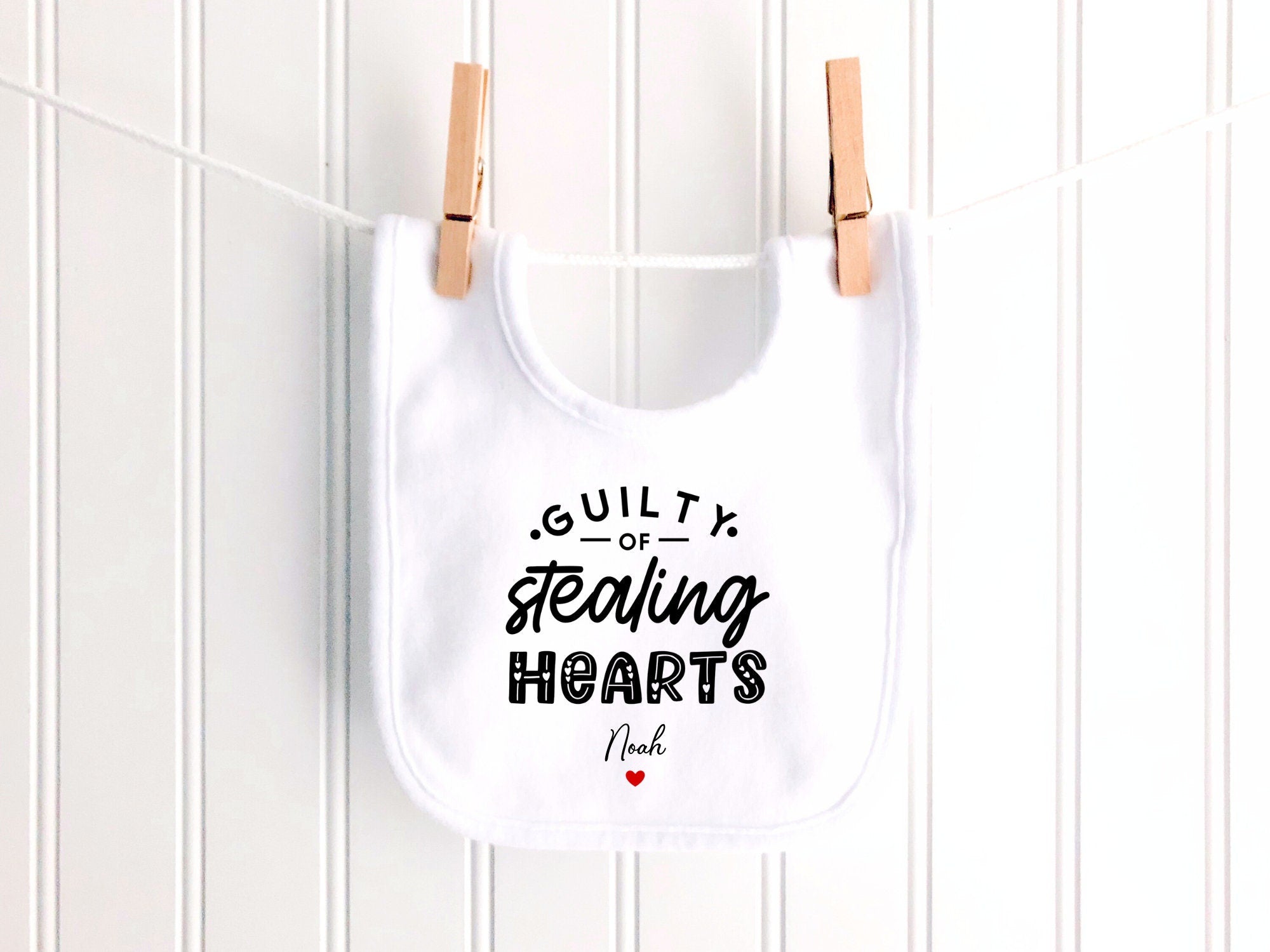 Guilty Of Stealing Hearts Personalised Sleepsuit/Babygrow