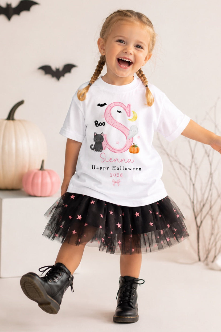 Halloween Initial Orange/Blue/Pink Personalised T Shirt or Sweatshirt